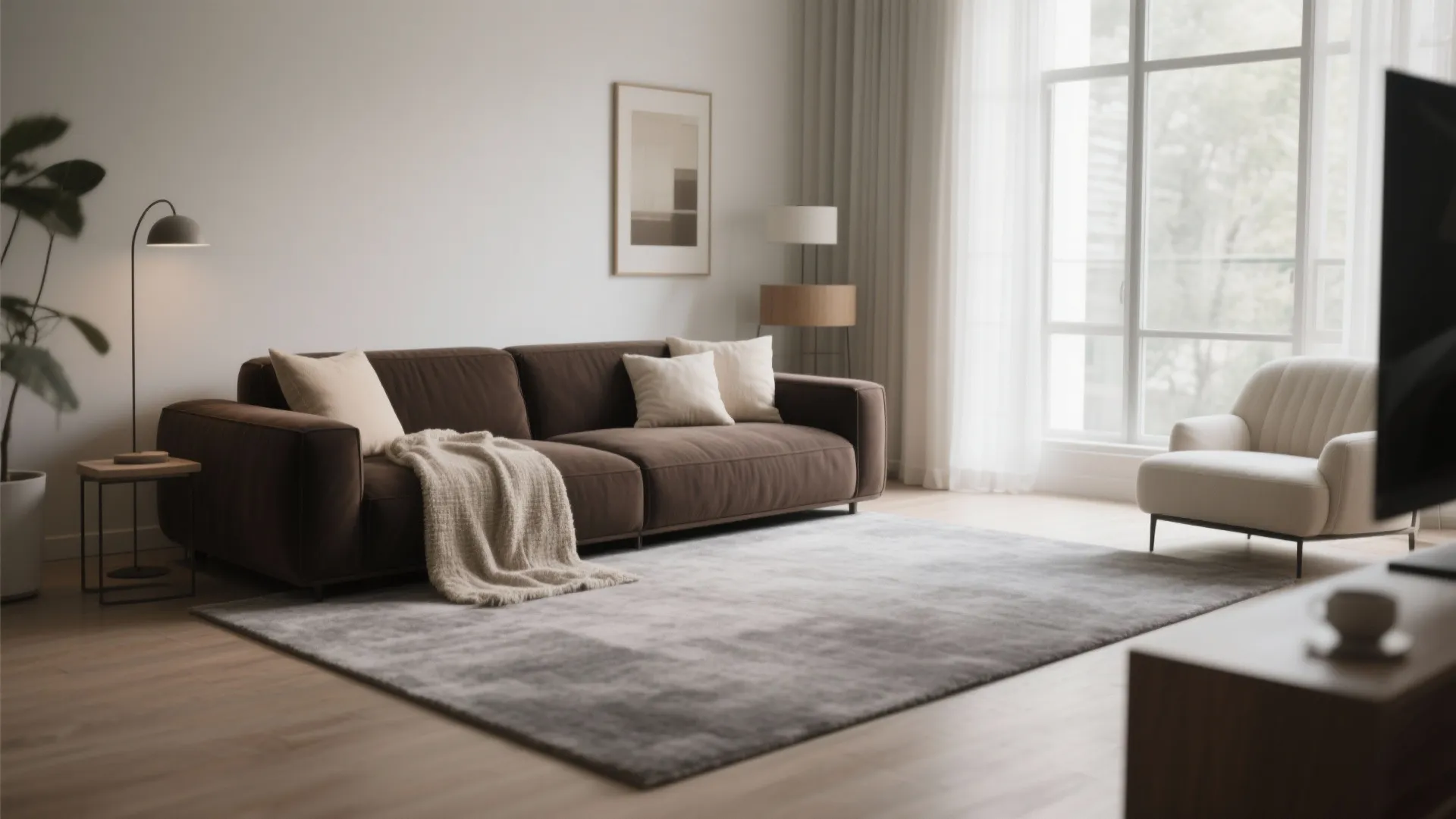 5. Muted Color Palette with Accent Rug