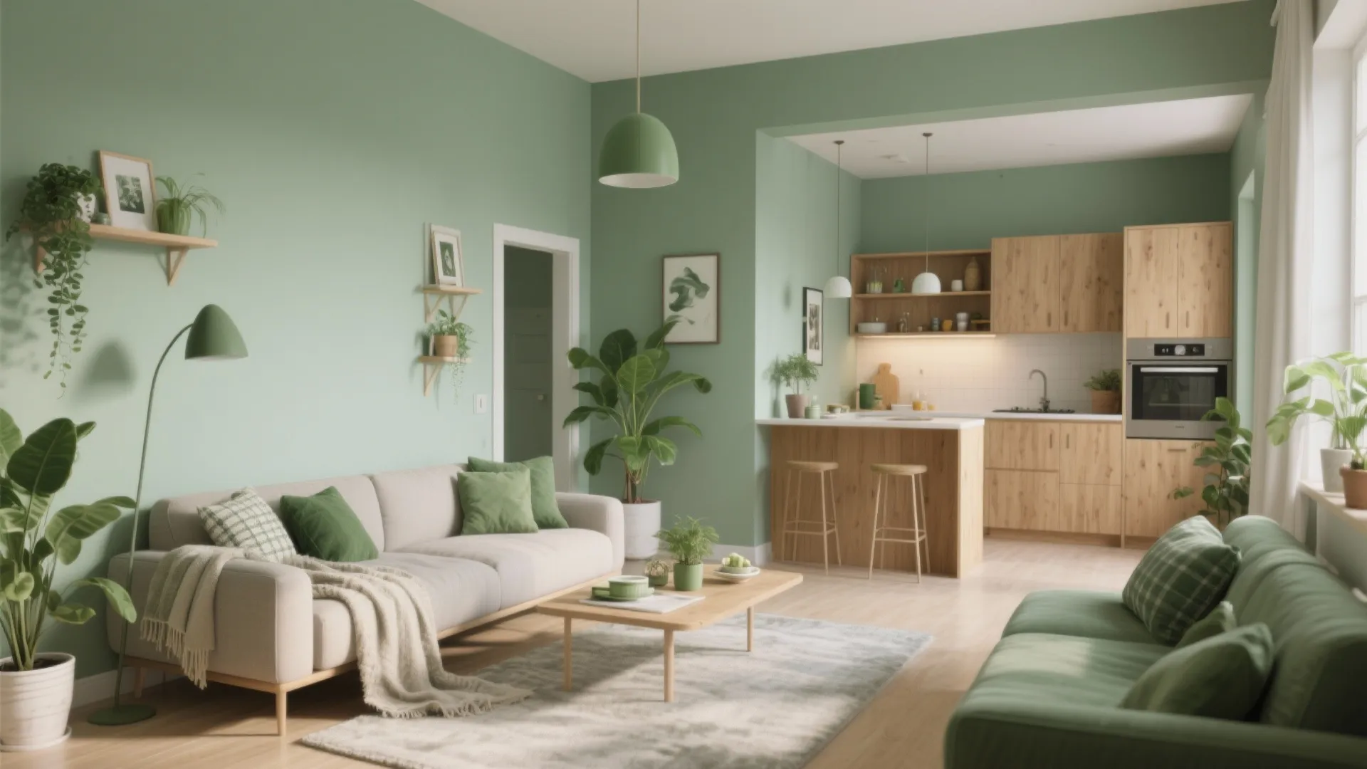 3. Muted Greens for a Fresh Cozy Feel