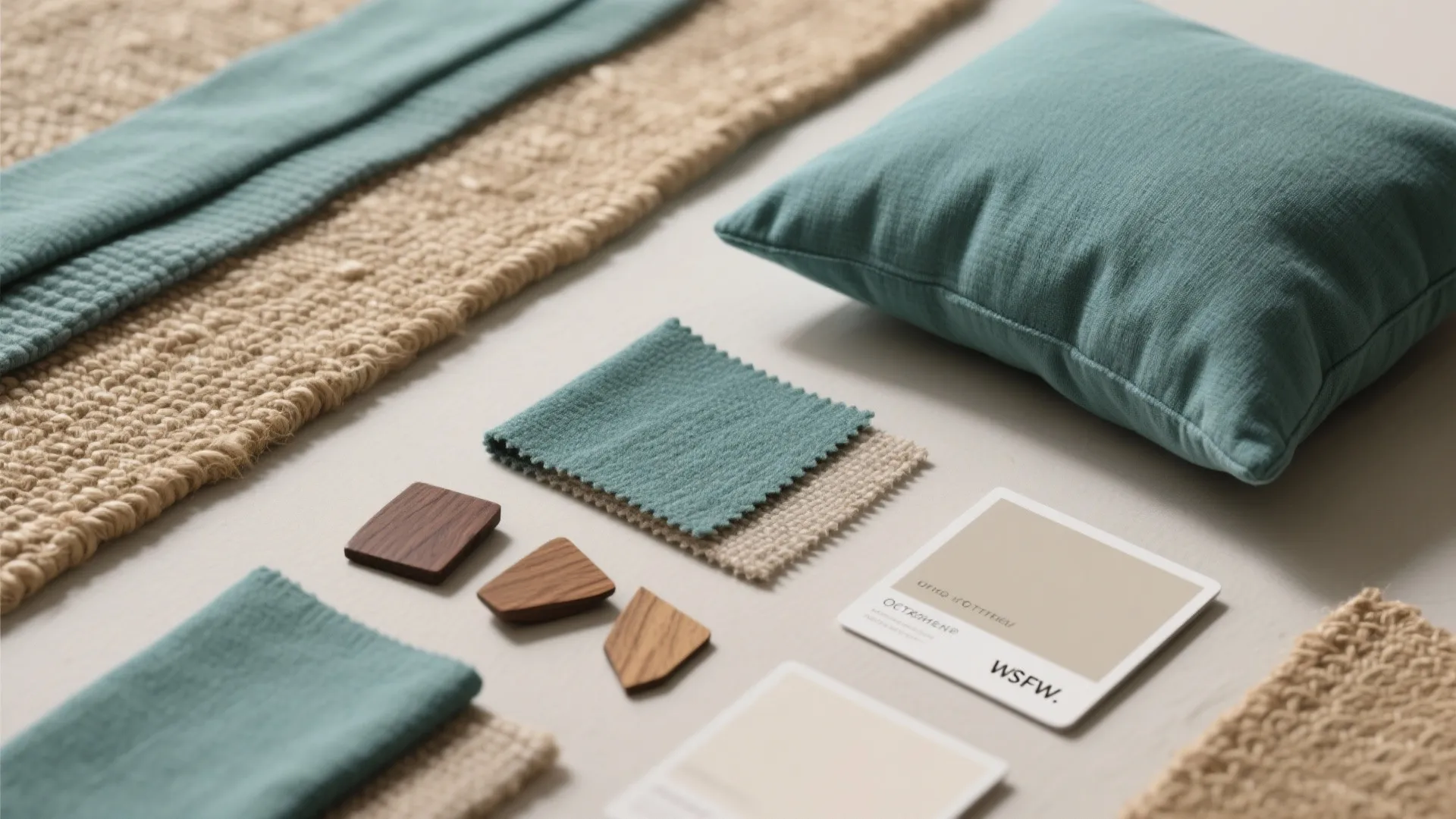 5. Muted Teal Accents and Natural Fibers