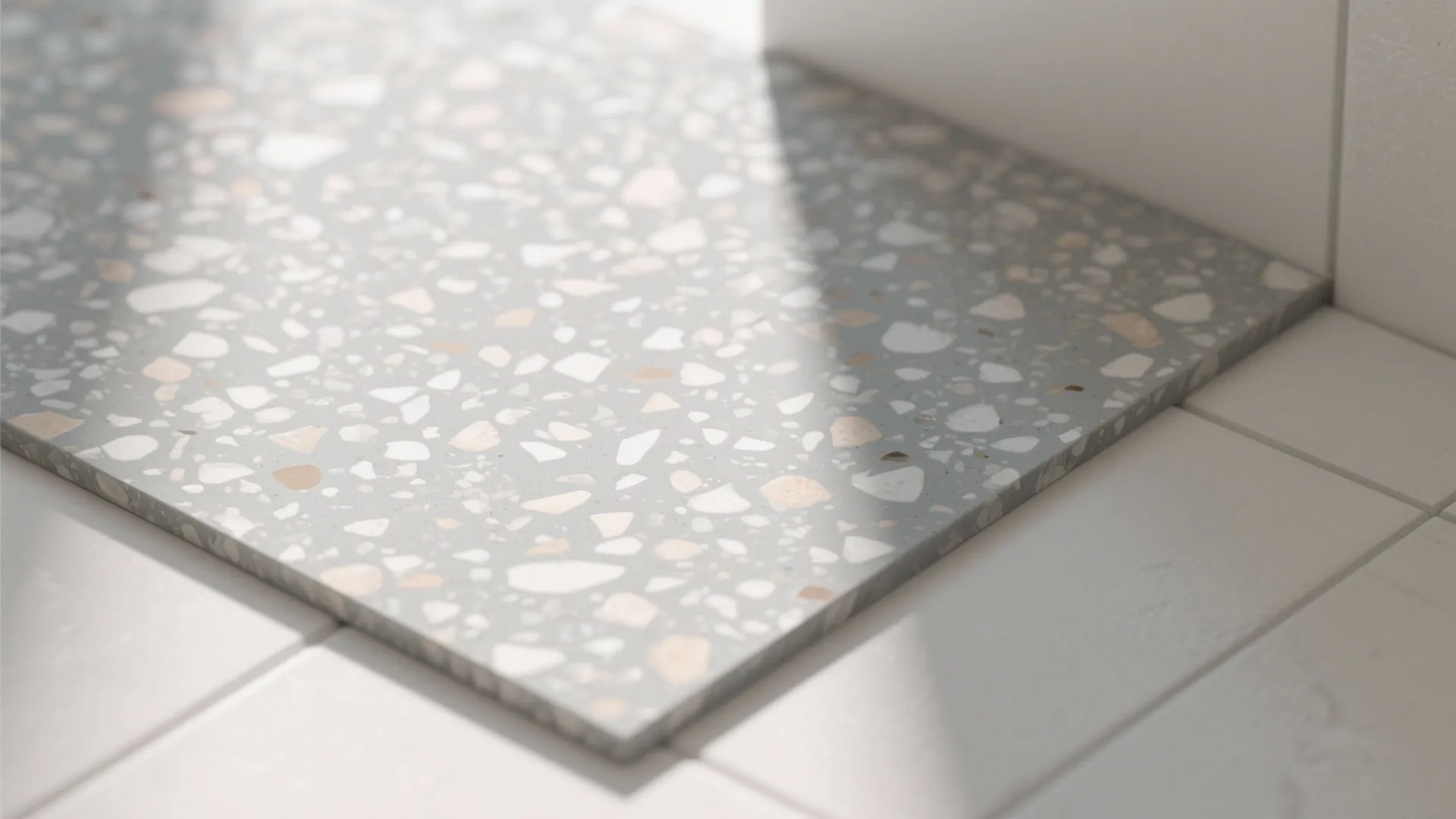 Muted Terrazzo or Stone-Look Porcelain for Texture without Clutter