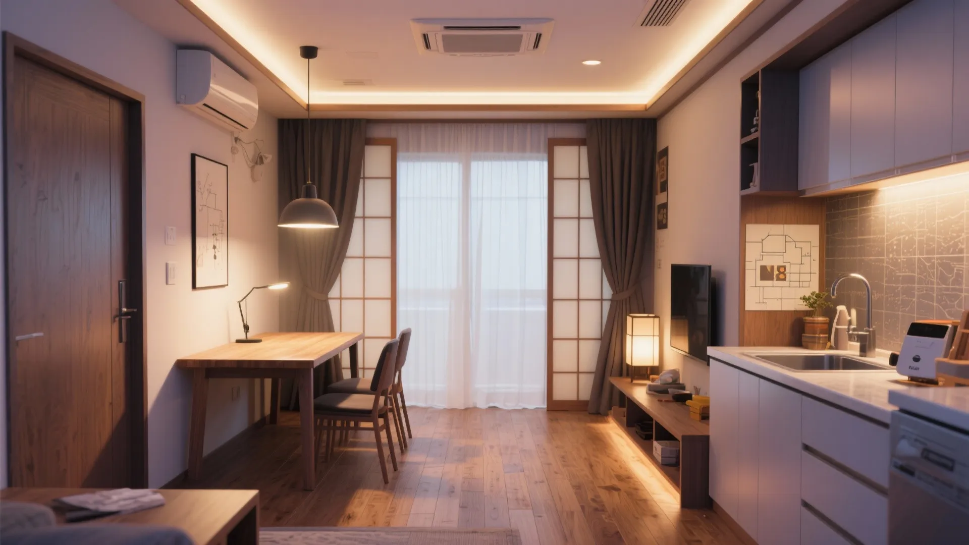 光と色は“面”で整える：日式風格の中明度×低彩度で広く見せる