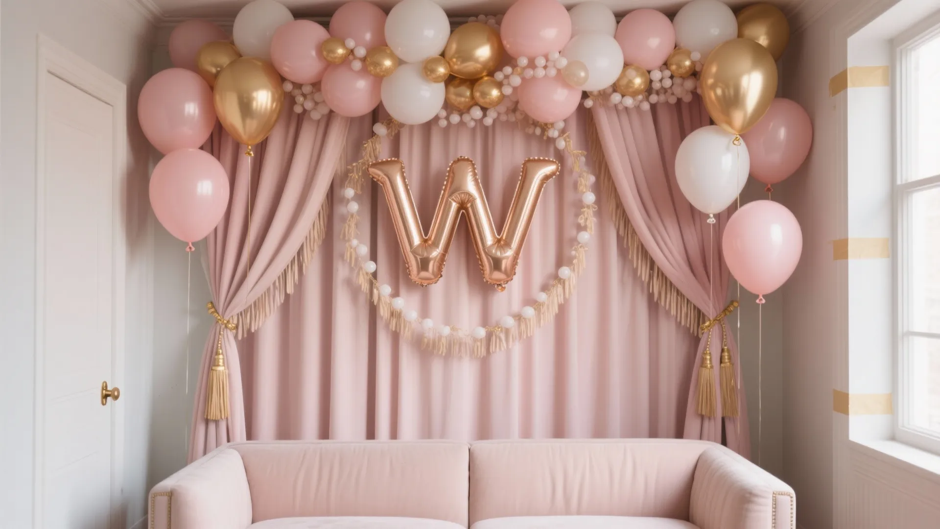 Personalized Name Backdrop with Foil Letters and Fringe