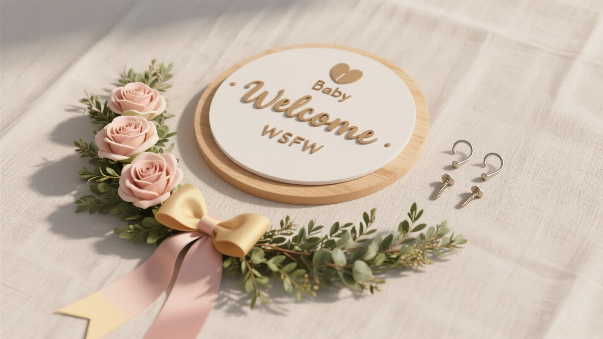 Baby Name Welcome Sign with Blooms