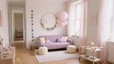 Soft Pink Nursery Living Space with Personal Touches
