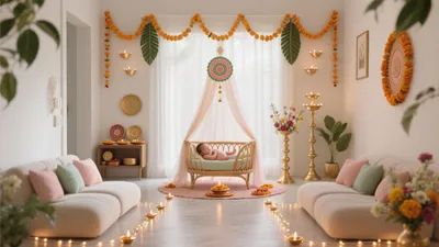Indian-Inspired Baby Nursery with Festive Decor
