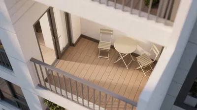 Compact Balcony Design with Minimalist Furniture