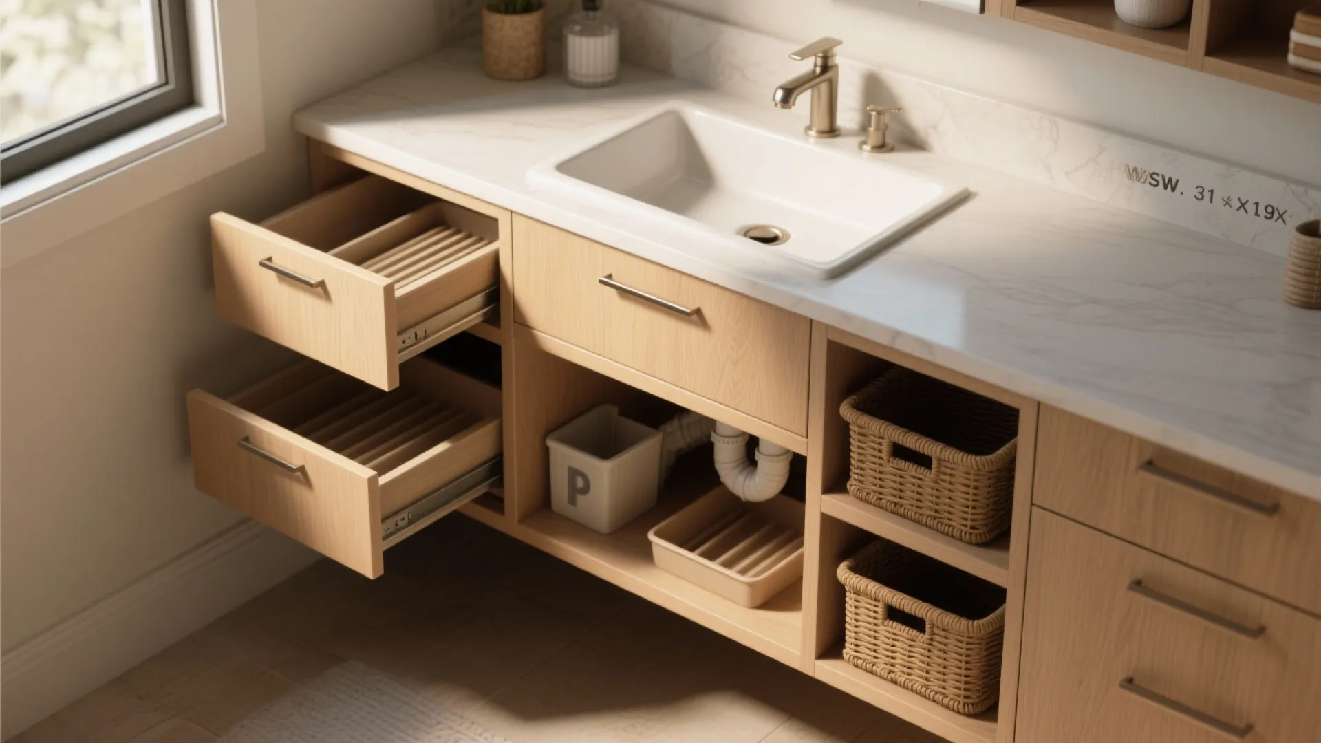 4. Narrow single-basin with under-shelf organizers