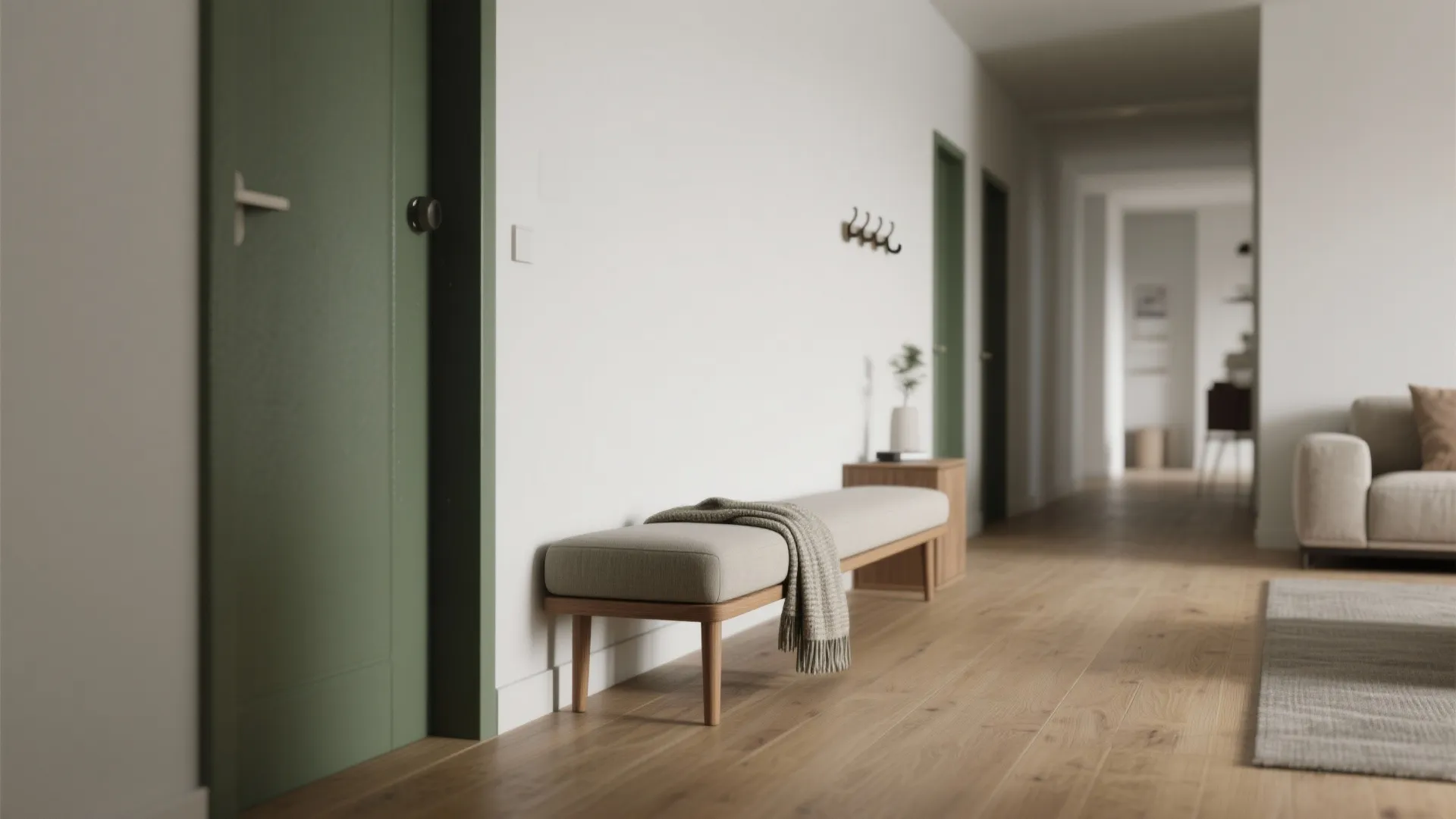2. Narrow Bench-Ottoman for Entry-to-Living Flow