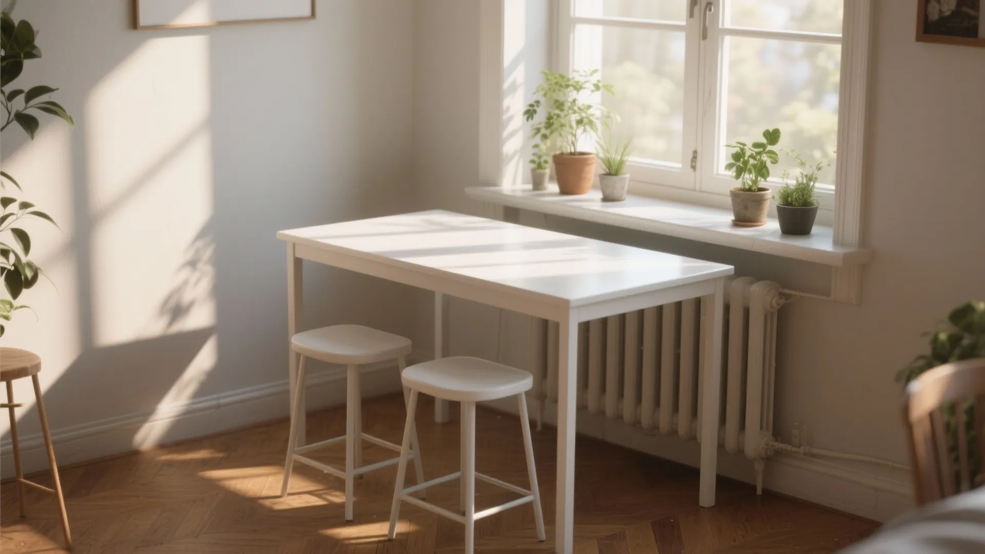 2. Narrow Bistro Table with Stools