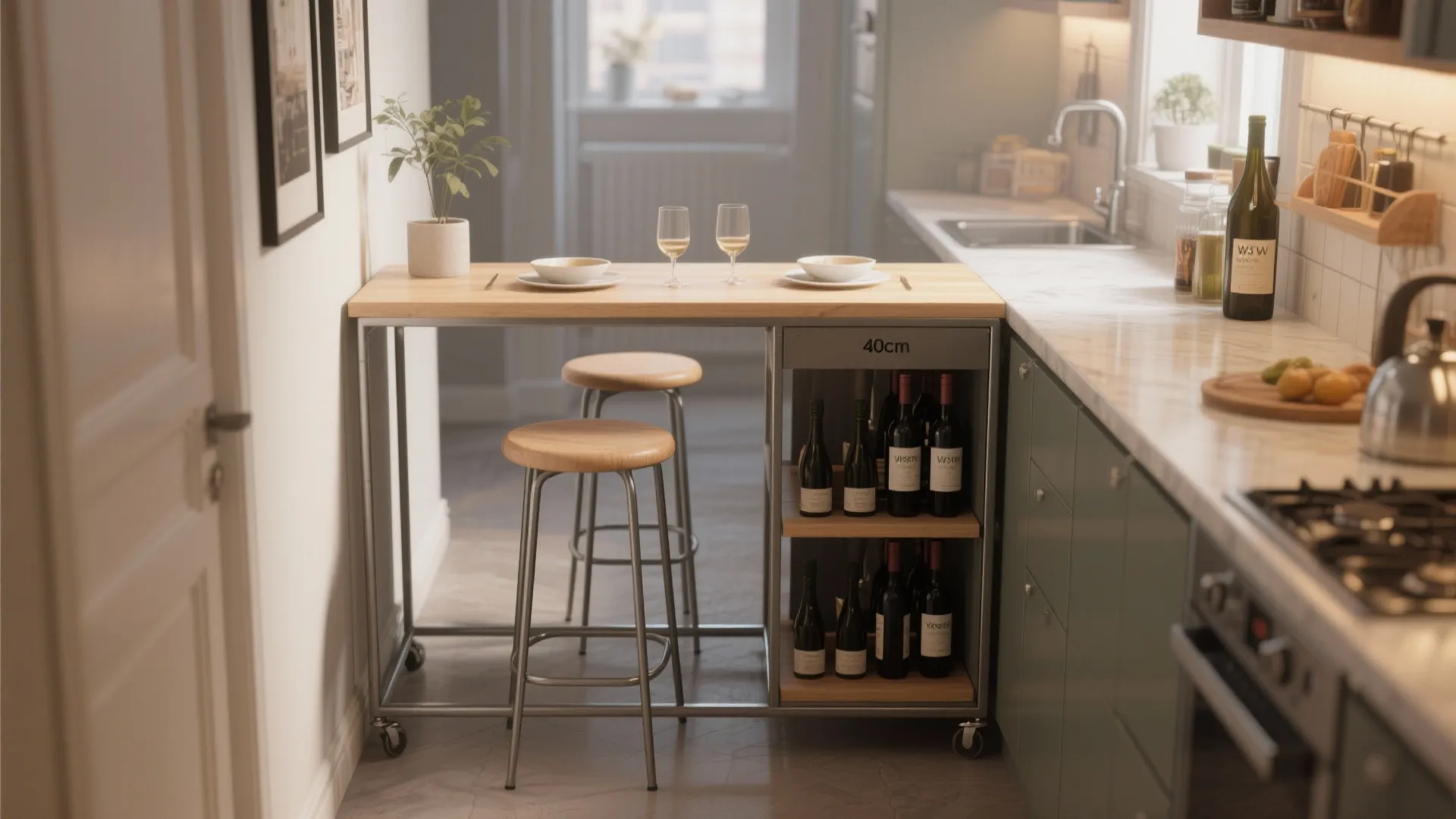 5. Narrow island or cart for dual use