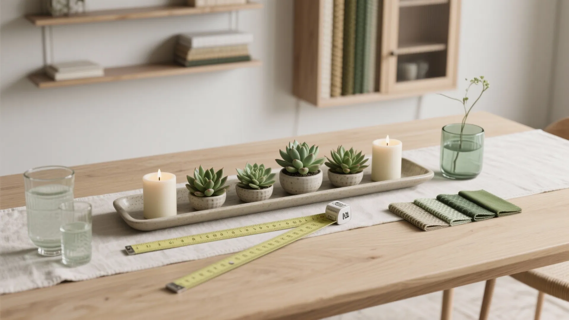 5. Styling Tricks: Narrow Centerpieces and Vertical Storage