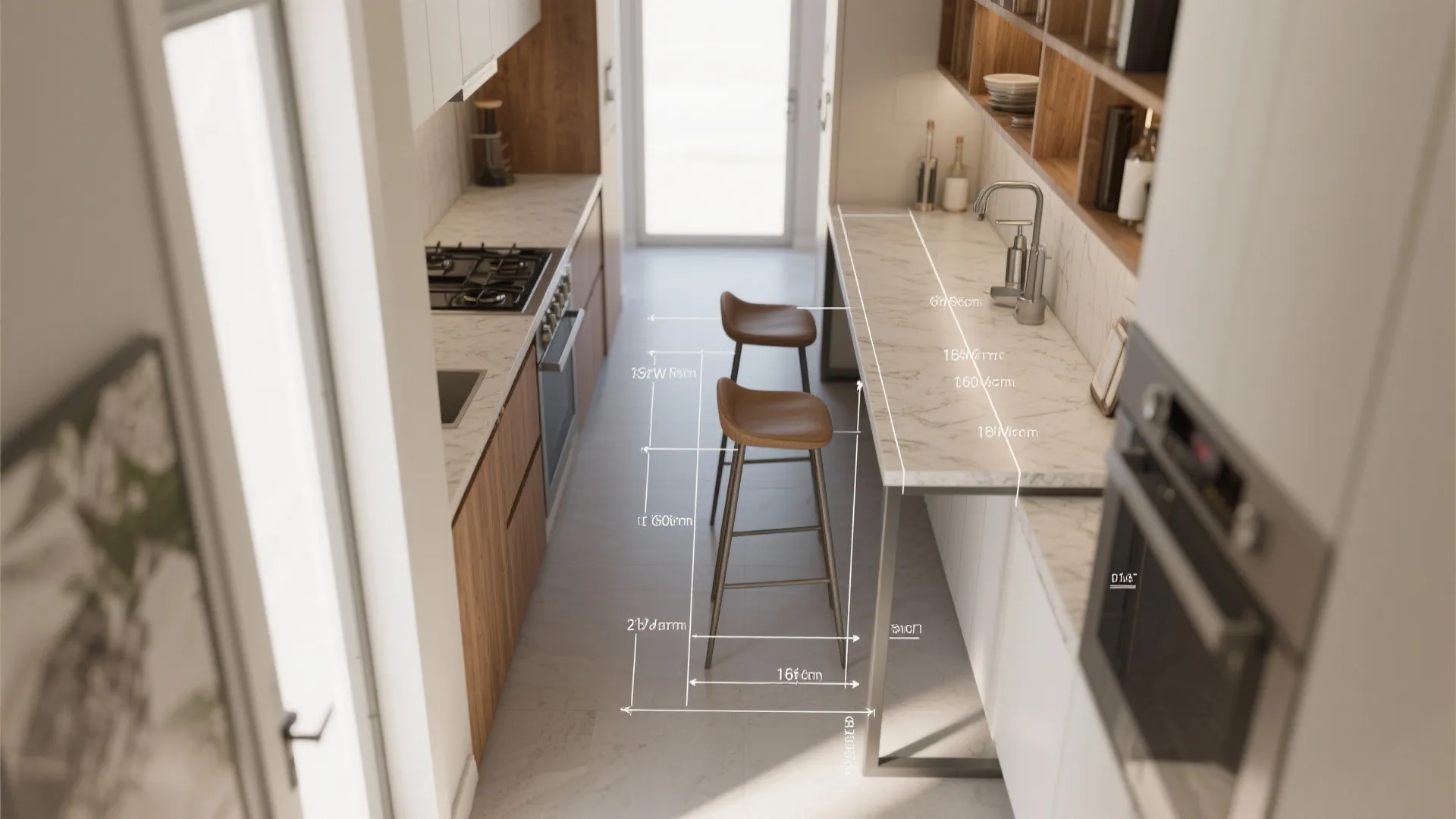 3. Narrow console or bar‑height tables that double as counters