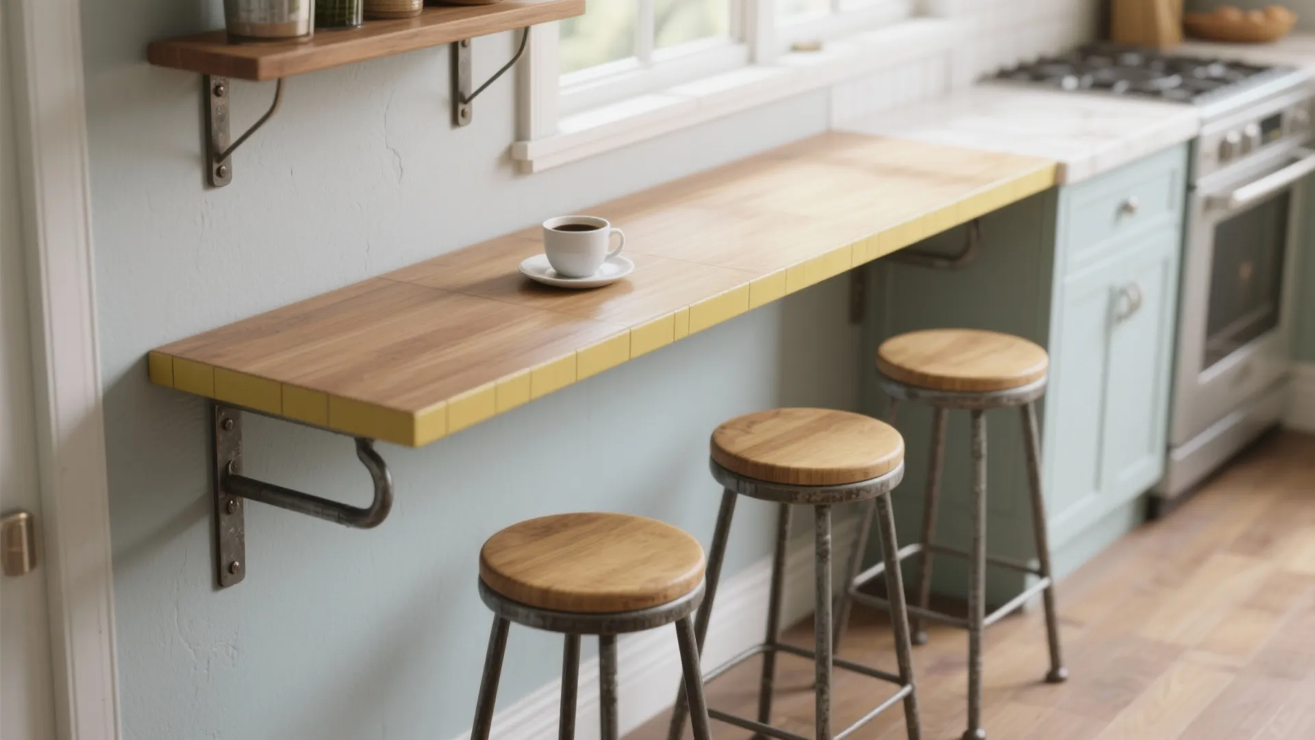 2. Narrow console turned breakfast bar