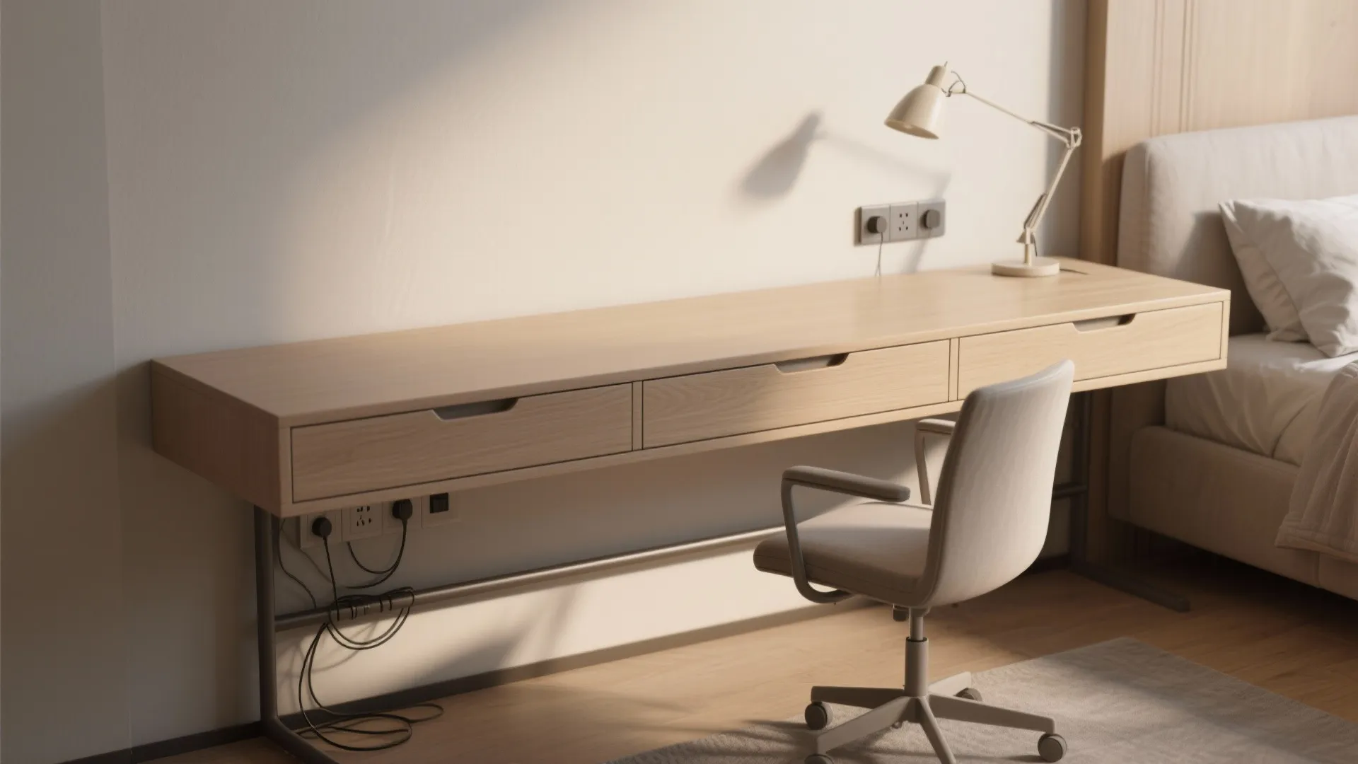 2. Narrow console desk with storage