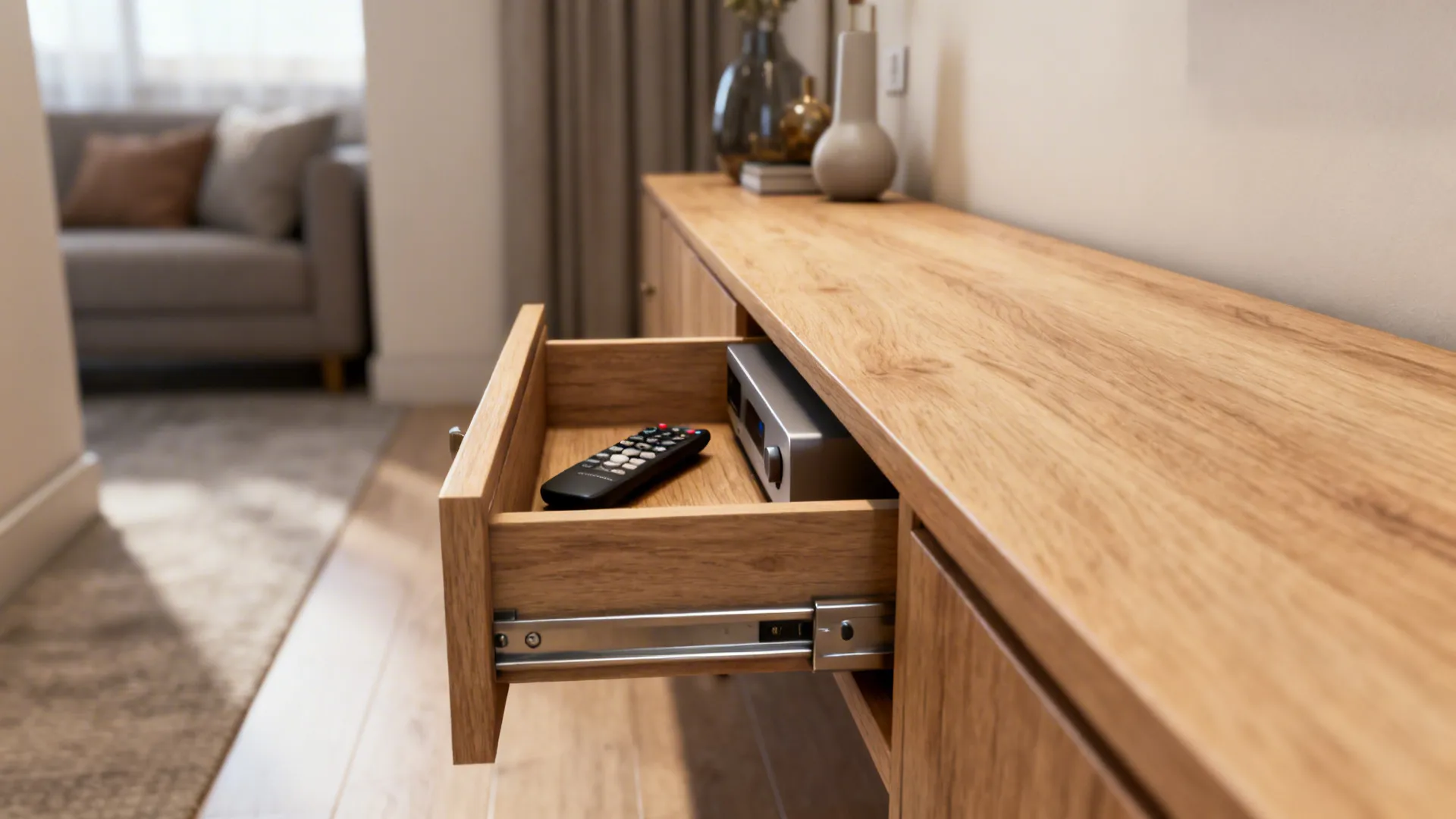 2. Narrow console table with hidden storage