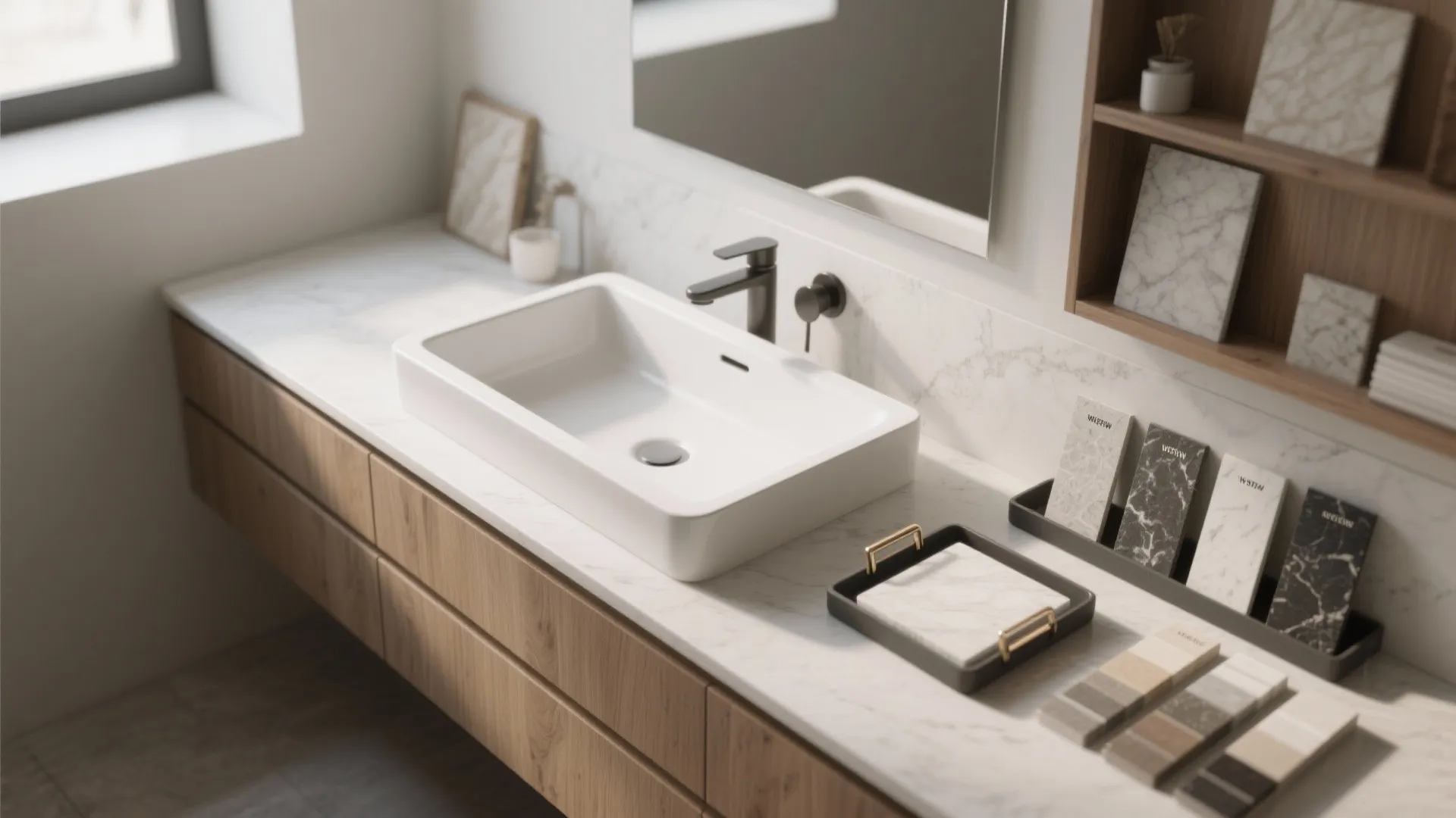 3. Narrow countertop basin