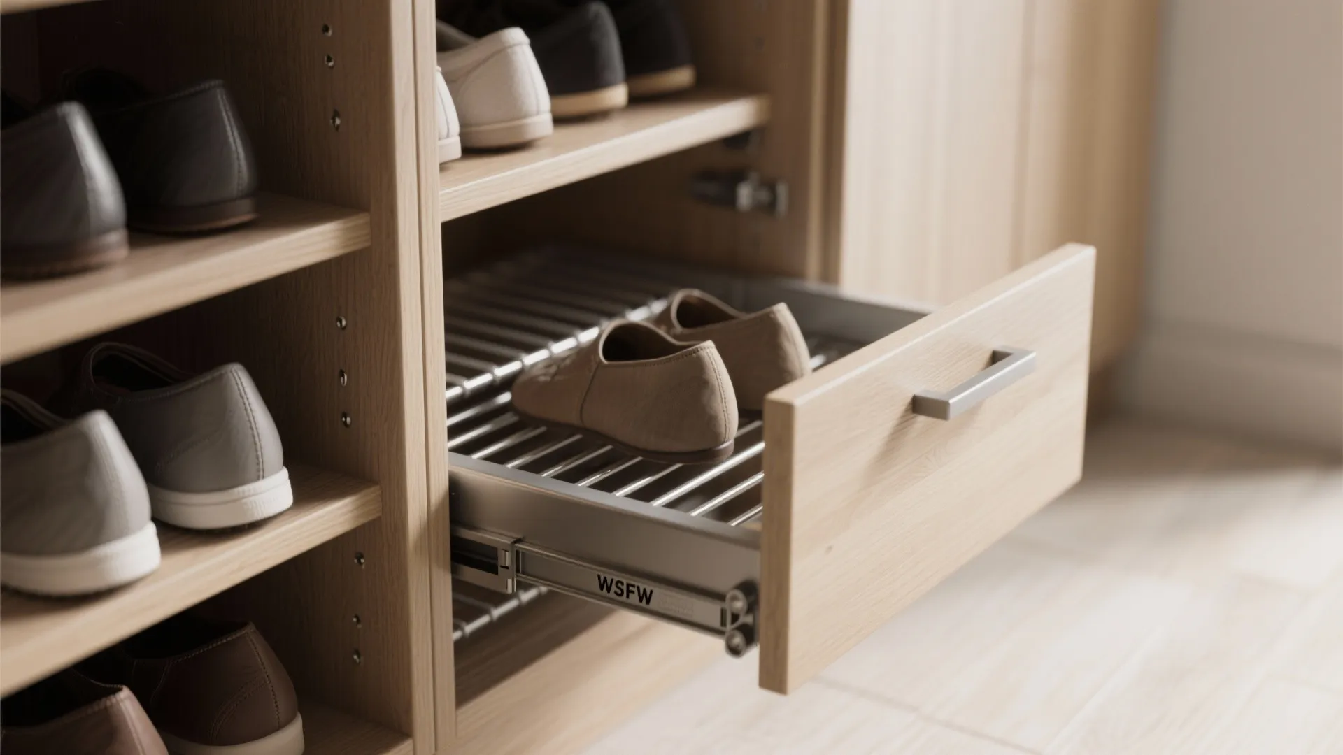 5. Narrow built-in cubbies with pull-out racks