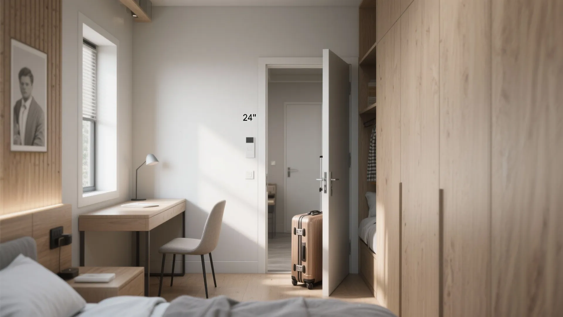 2. Use narrower doors smartly in compact bedrooms