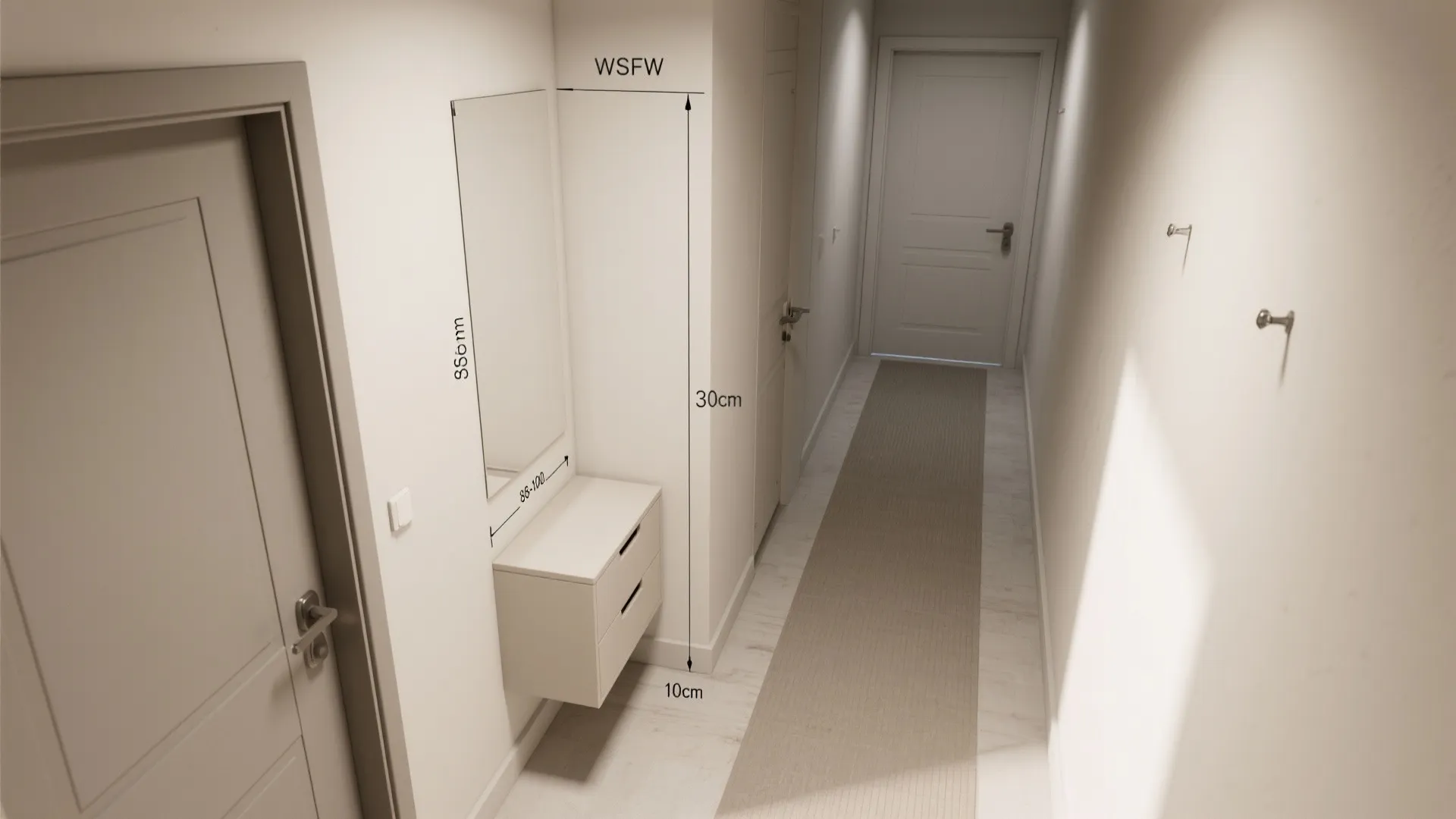 1) Minimal console + closed storage