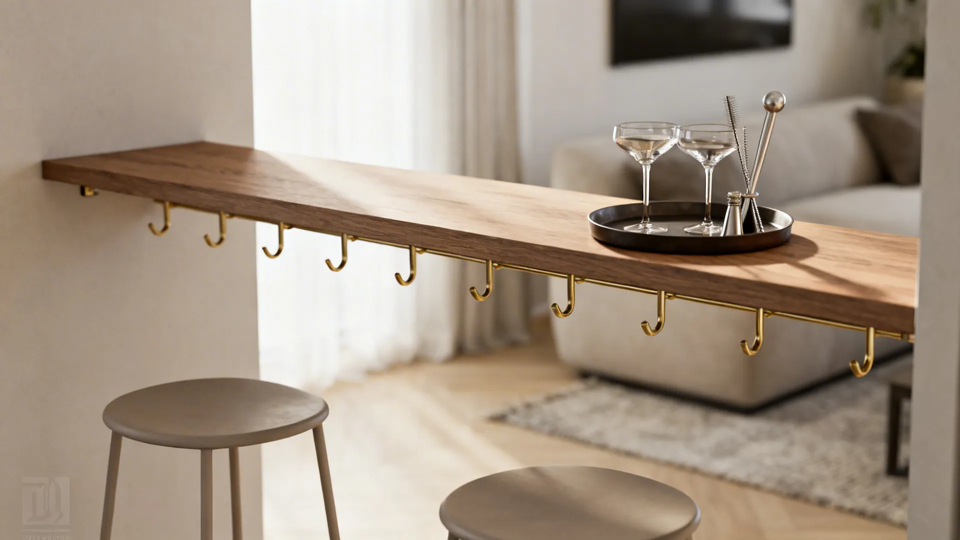 1. Narrow floating bar shelf