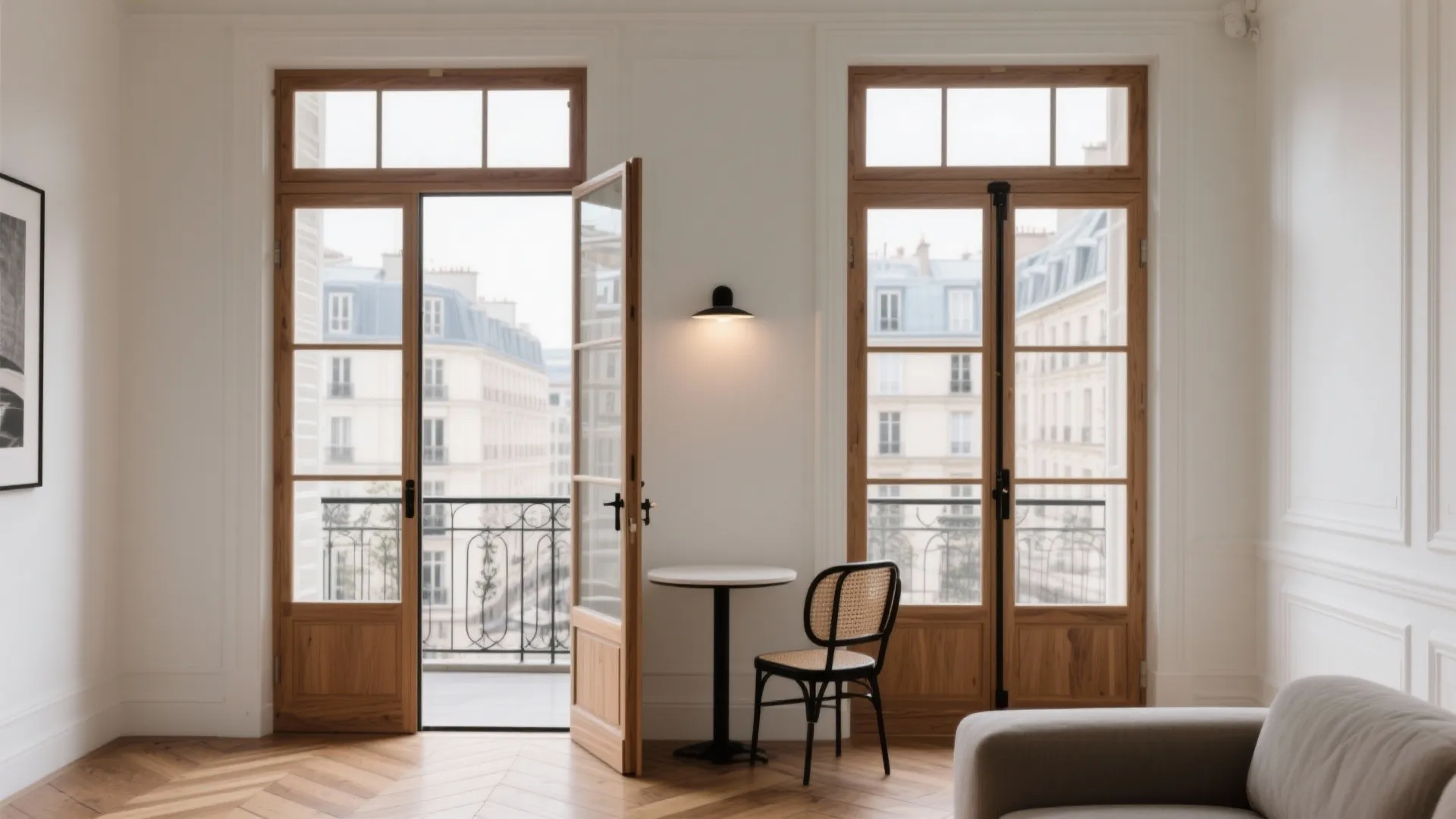 Modern French Doors with Narrow Stiles and Sidelights