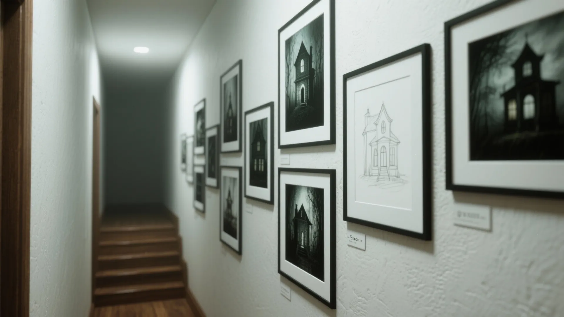 3. Use a narrow gallery wall to lead the eye