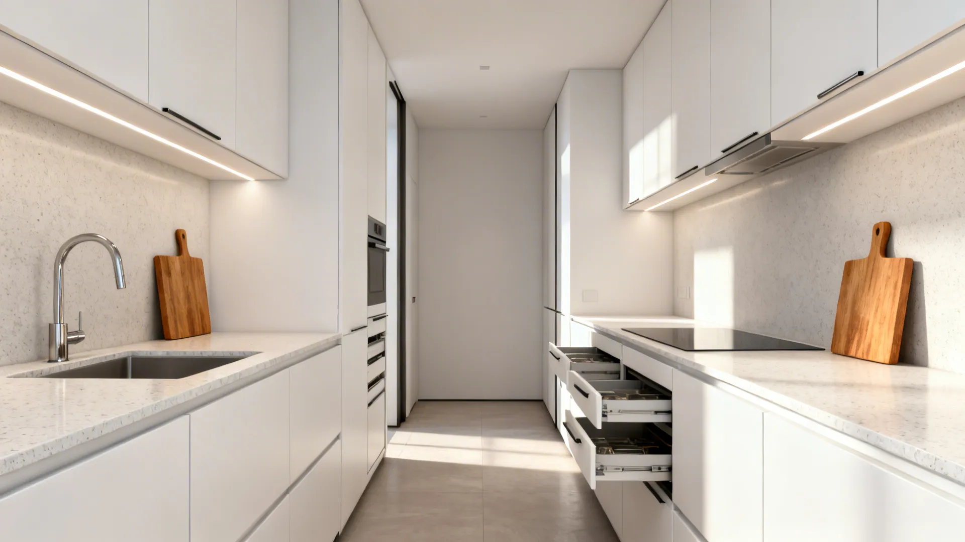 Minimalist Storage for Narrow Kitchens