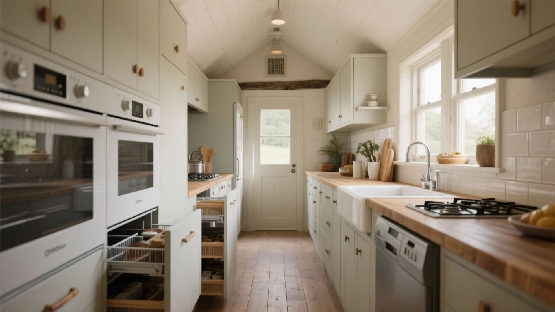 2. Narrow galley with smart zones