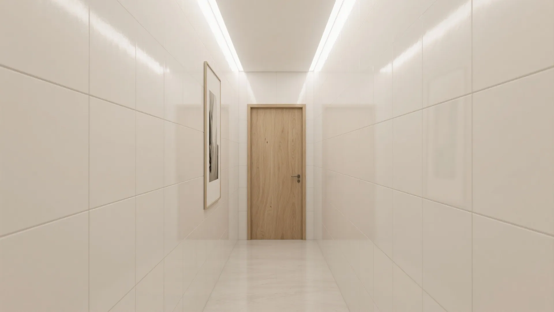Light-reflecting wall tiles for narrow corridors