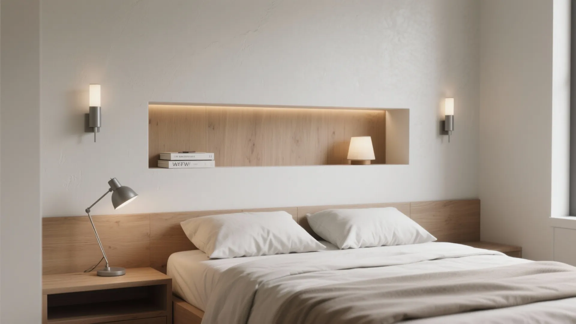 3. Narrow double (small double) with built-in headboard storage