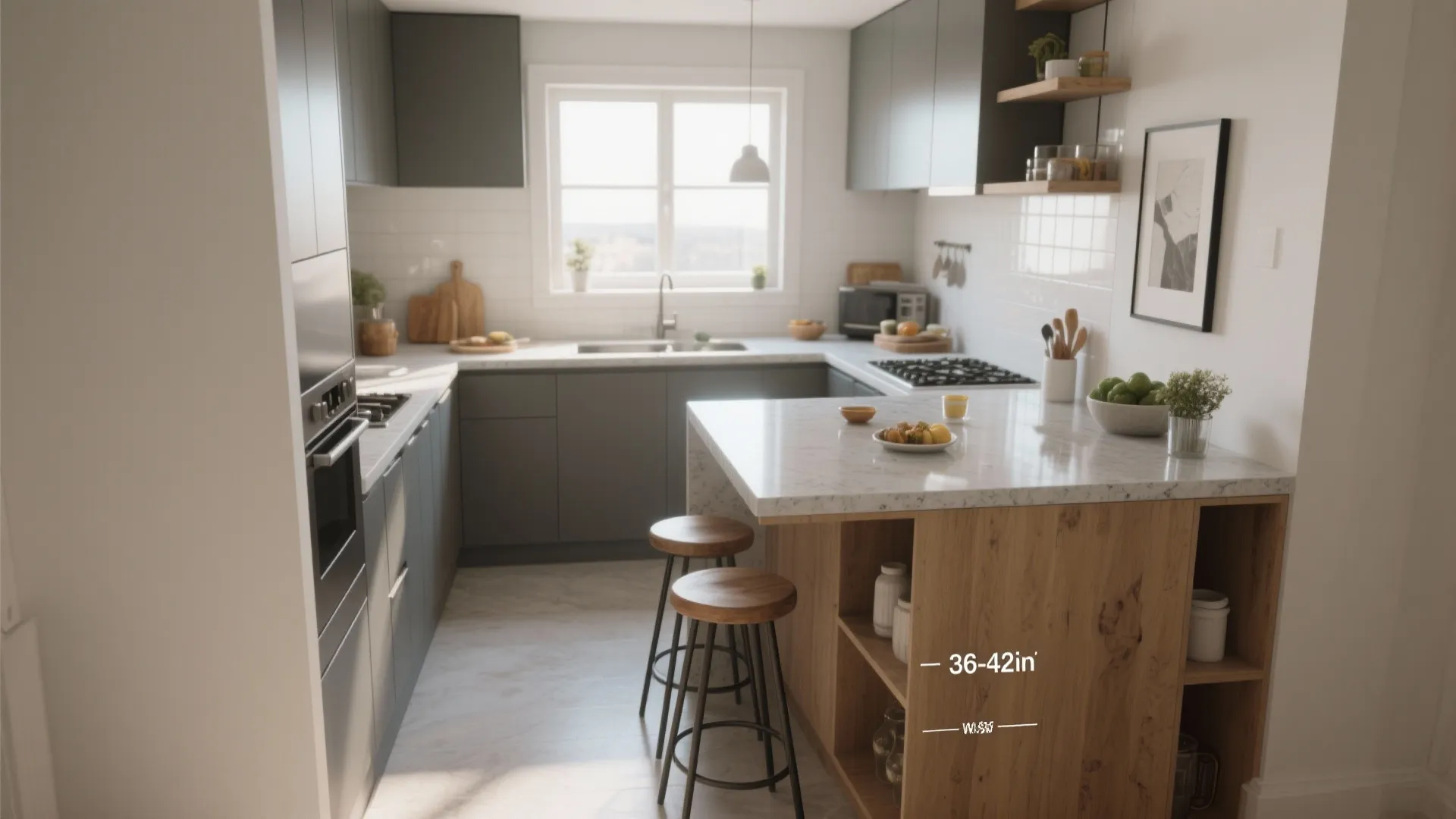 5. Narrow Island or Peninsula for Extra Work Surface