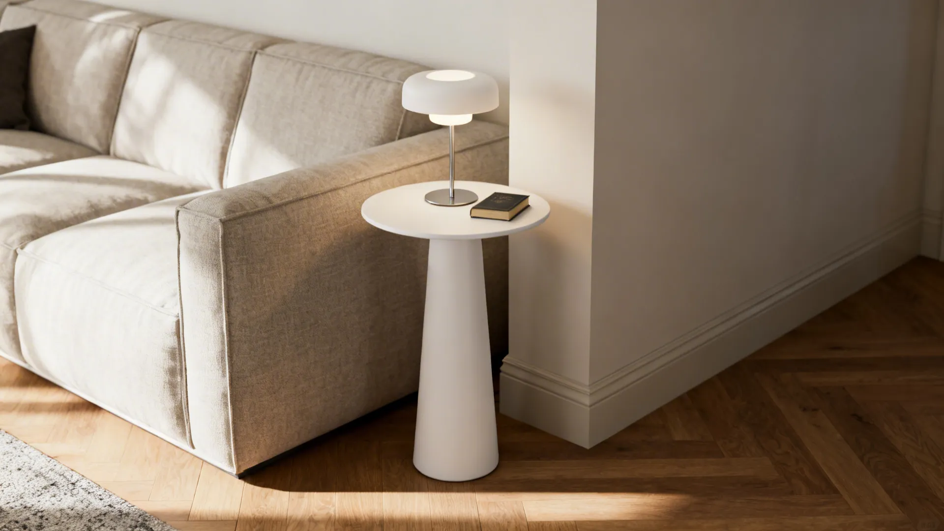 1. Narrow pedestal table for slim gaps