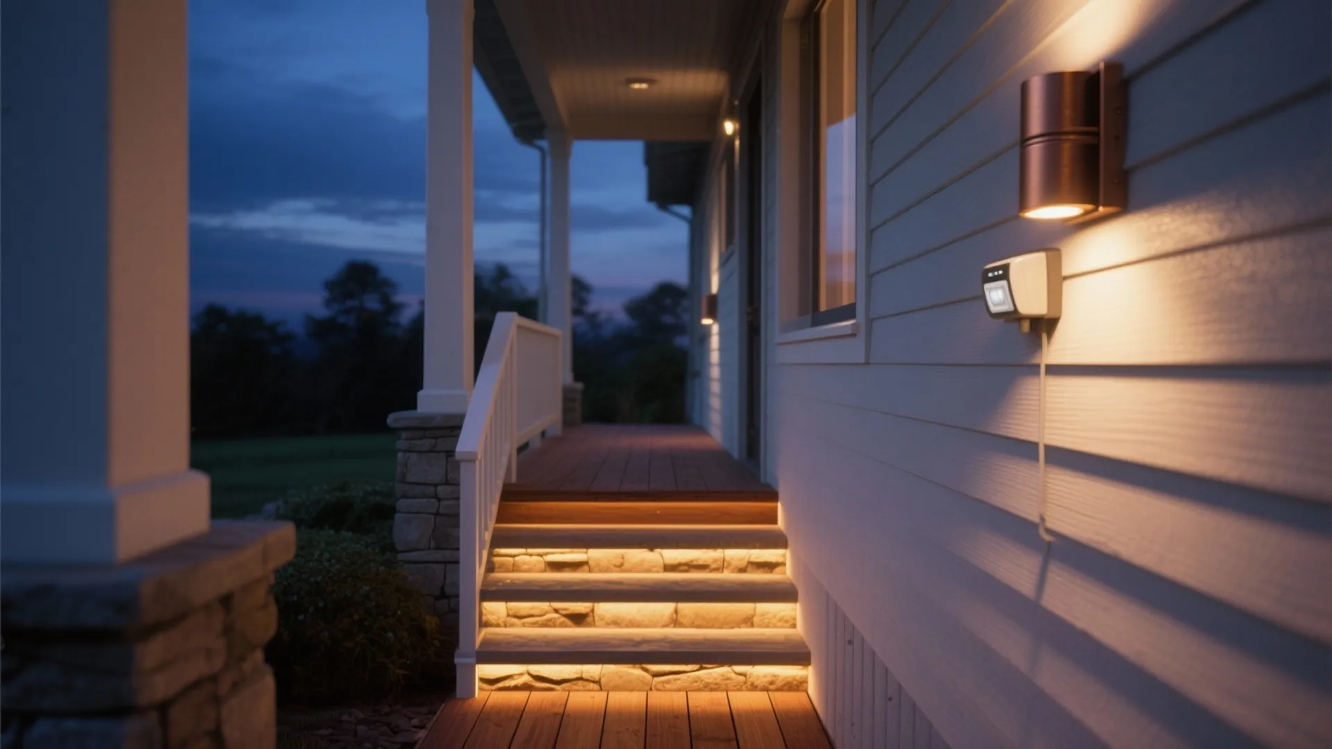 2. Create layered lighting on narrow porches