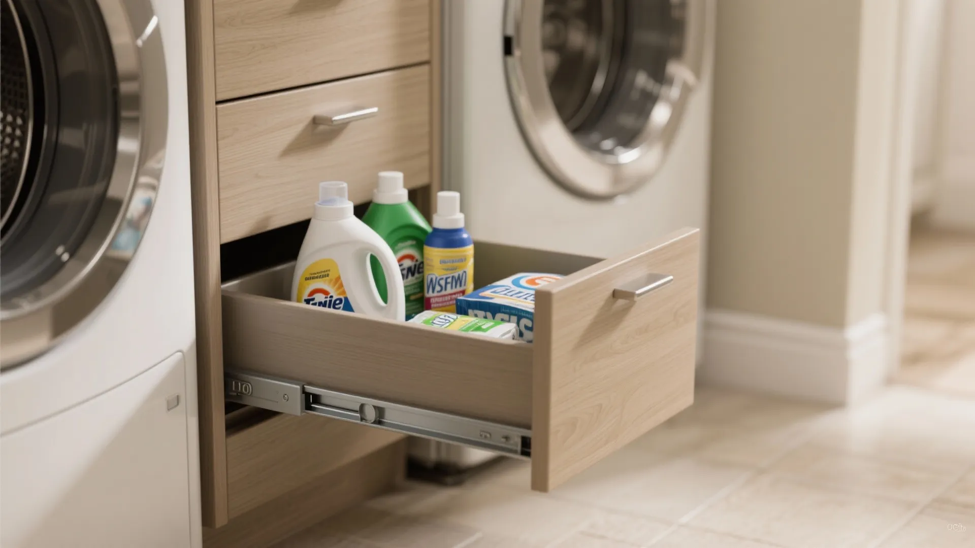 2. Narrow Pull-Out Storage Beside the Machine