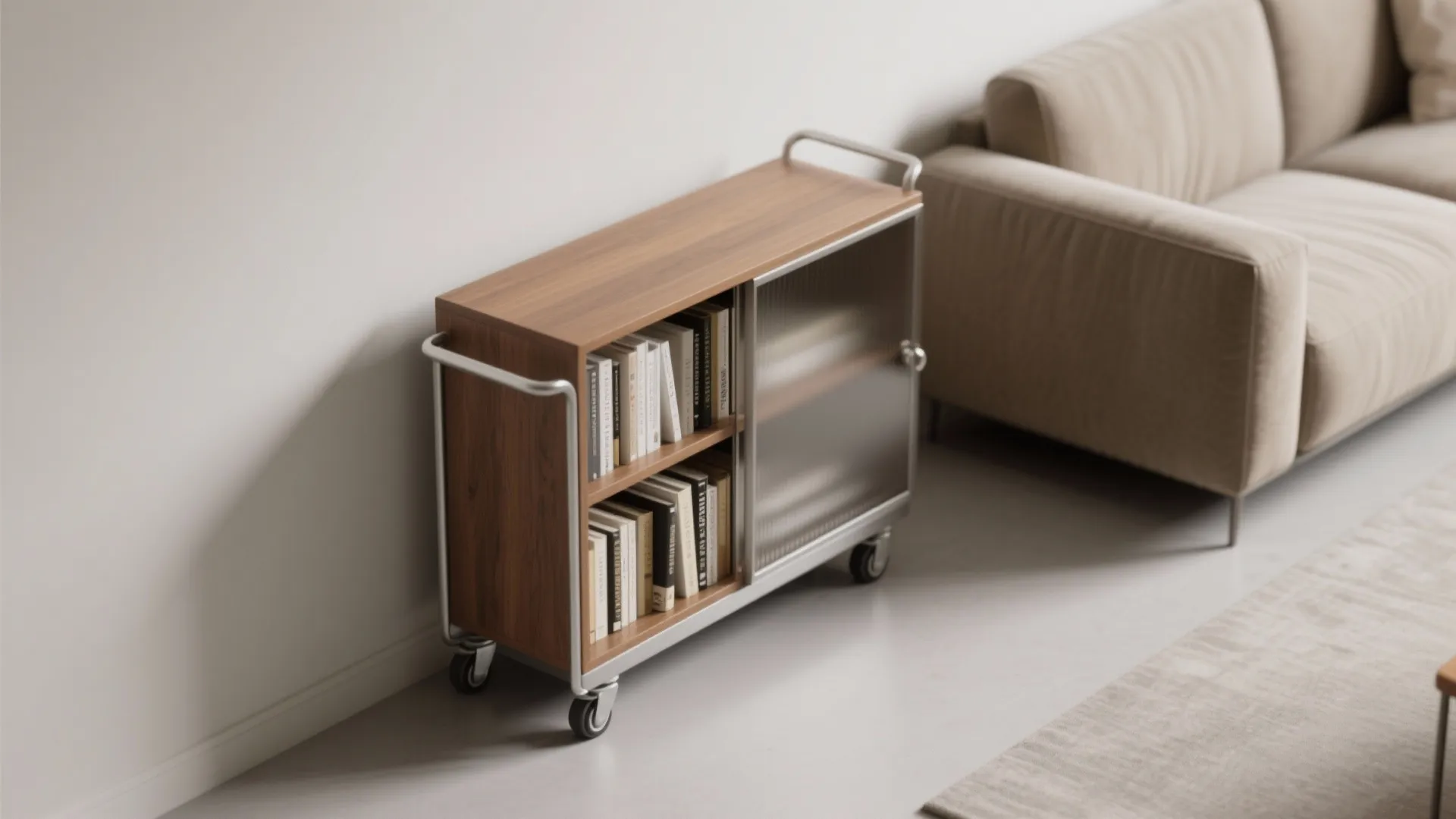 3. Narrow Rolling Bookcase