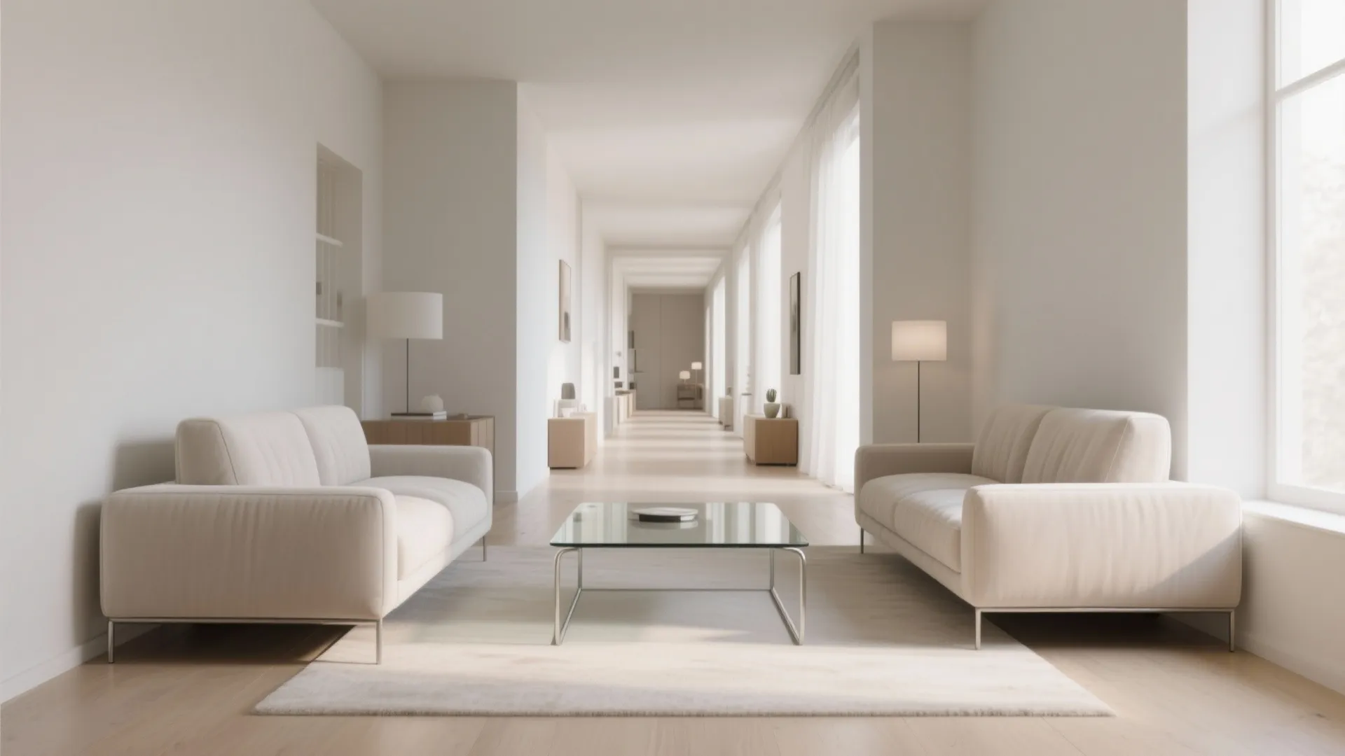 1. Compact sofa + loveseat + coffee table for narrow rooms