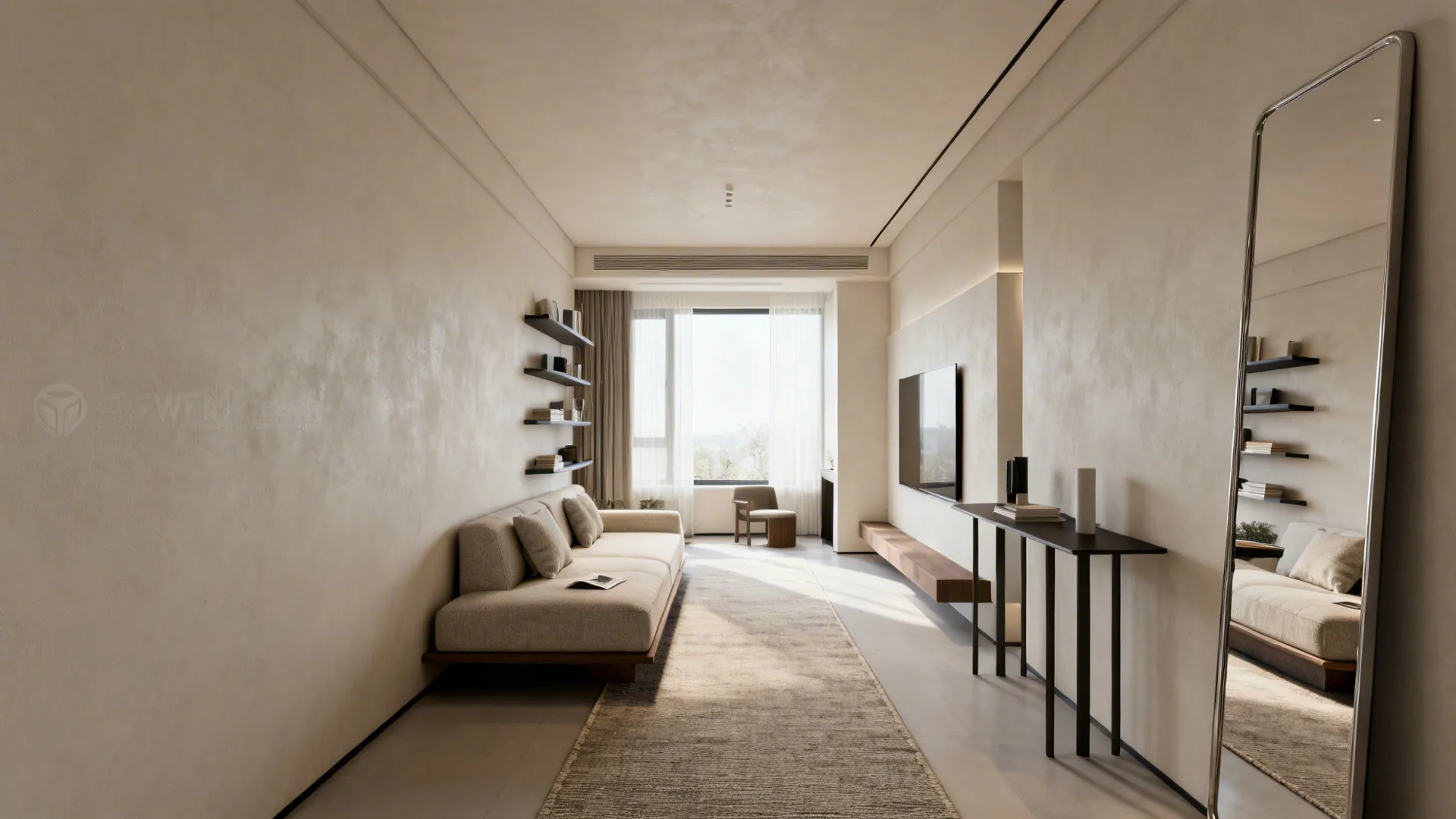 2. Make narrow rooms feel wider