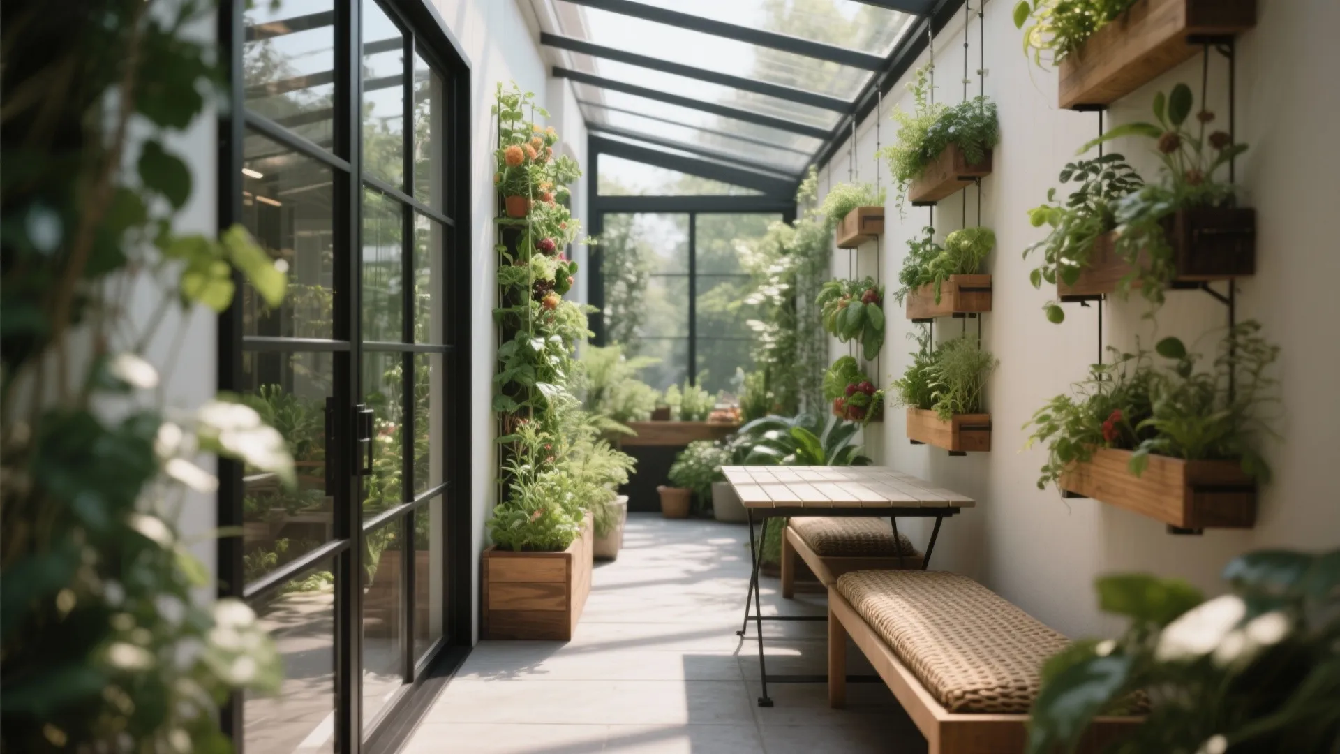 2. Turn a narrow patio into a plant-forward sunroom