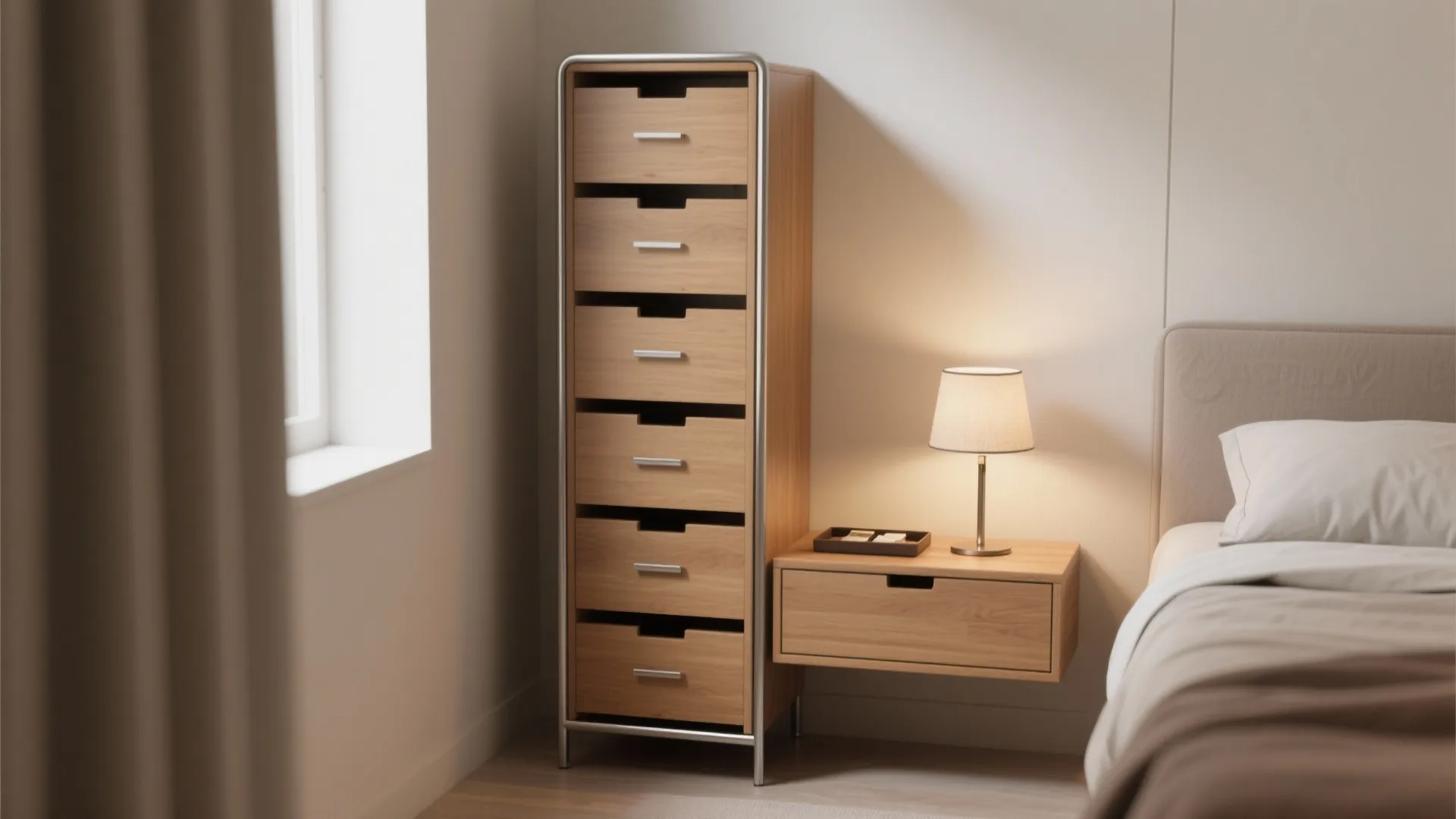 2. Narrow vertical bedside tower