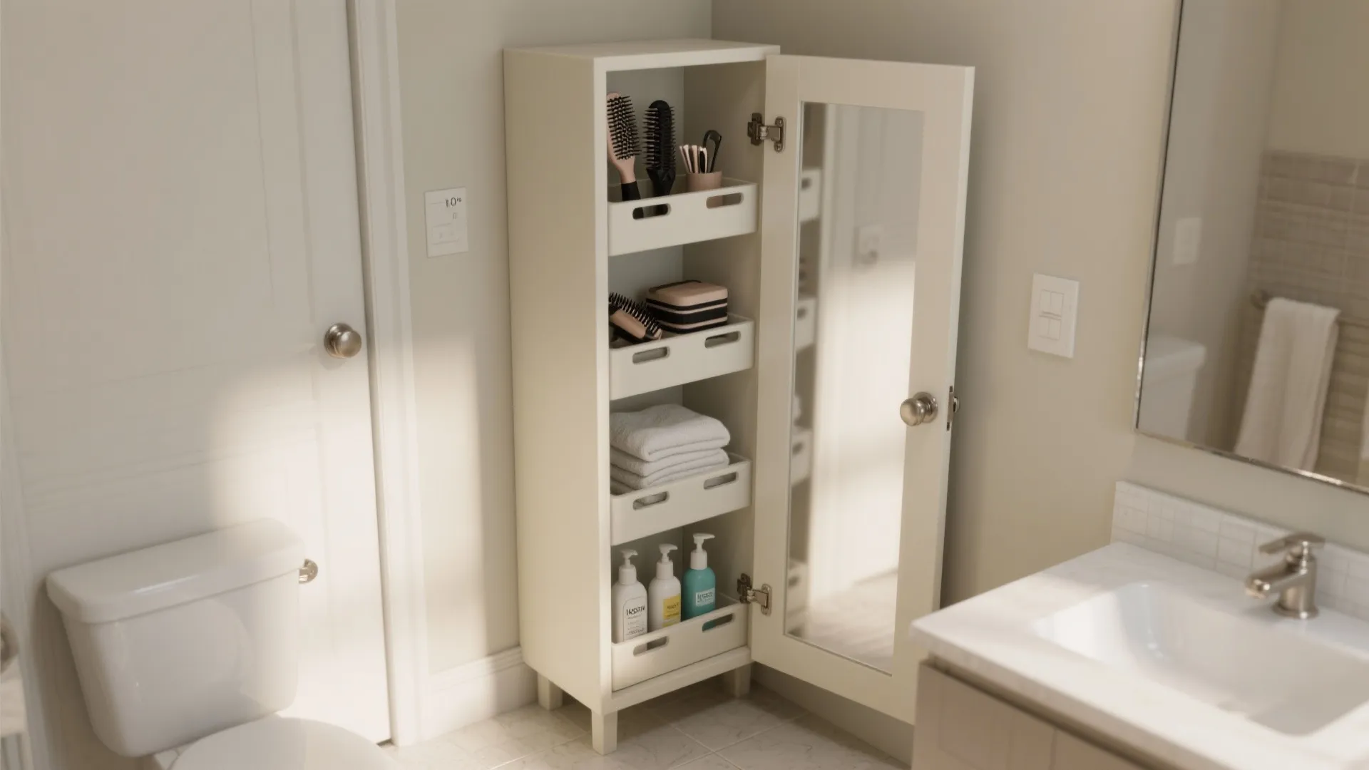 4) Tall, Narrow Tower Cabinets with Vertical Dividers