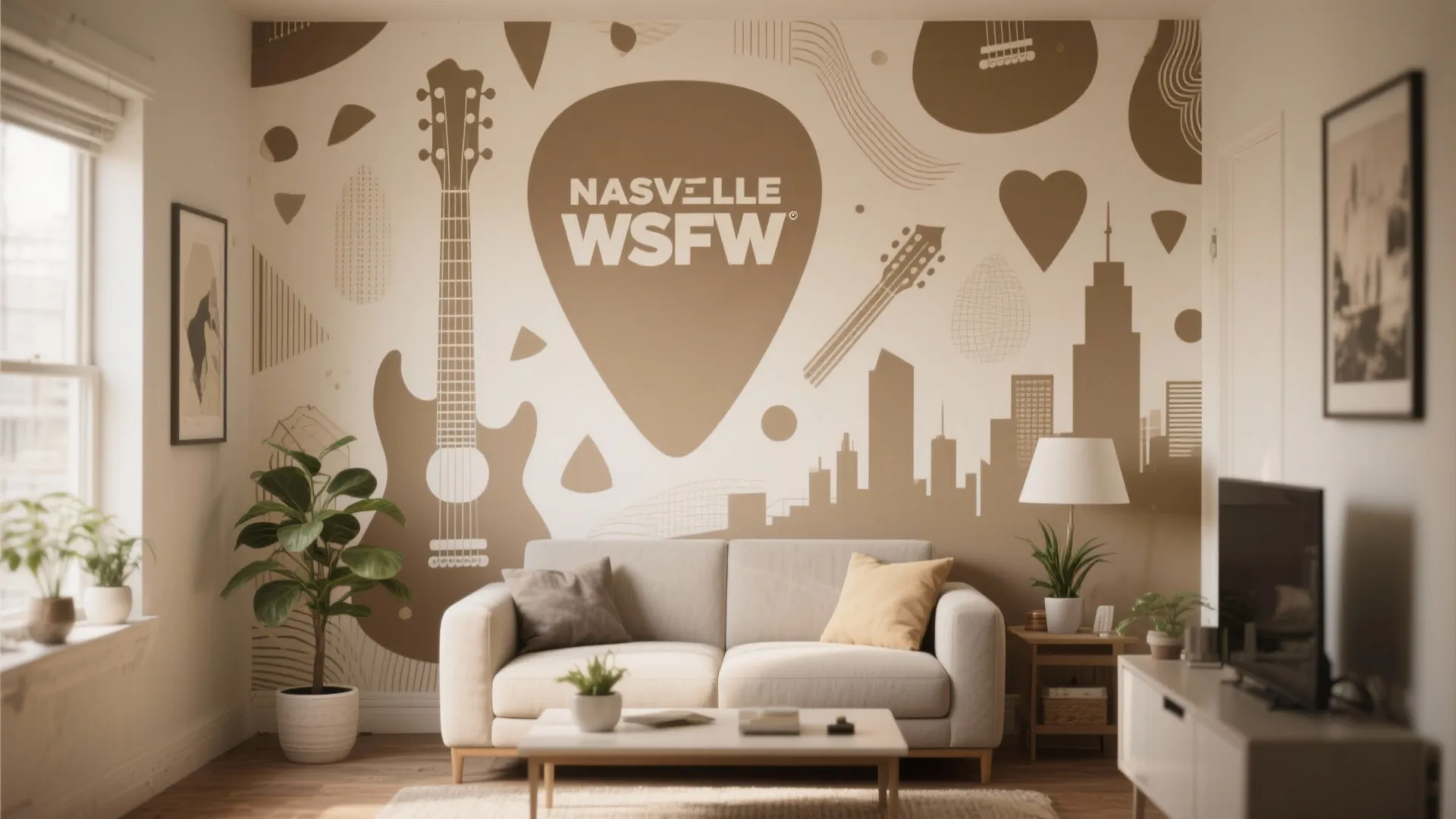 4) Removable Wallpaper with Nashville Motifs