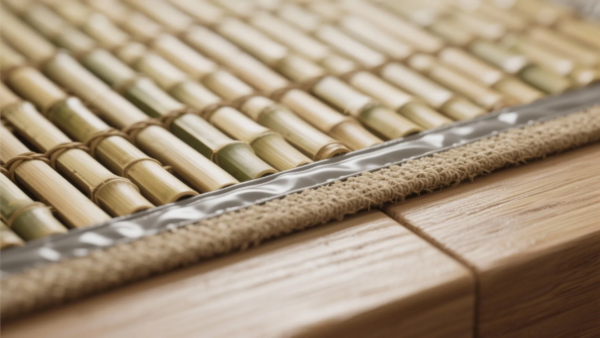 Natural fiber mats (bamboo, jute) with waterproof liner