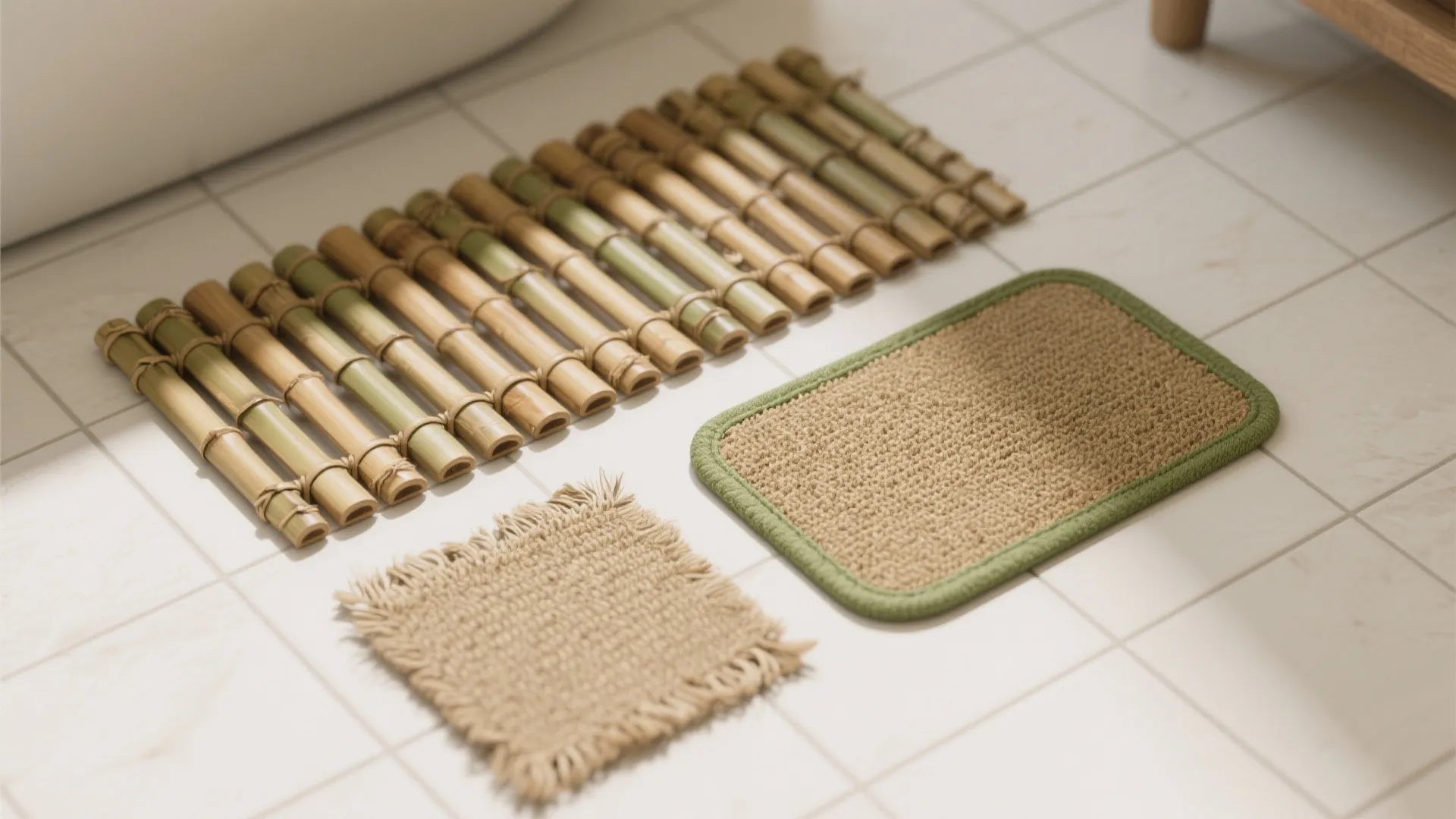4. Natural fiber mats for spa vibes (with caveats)