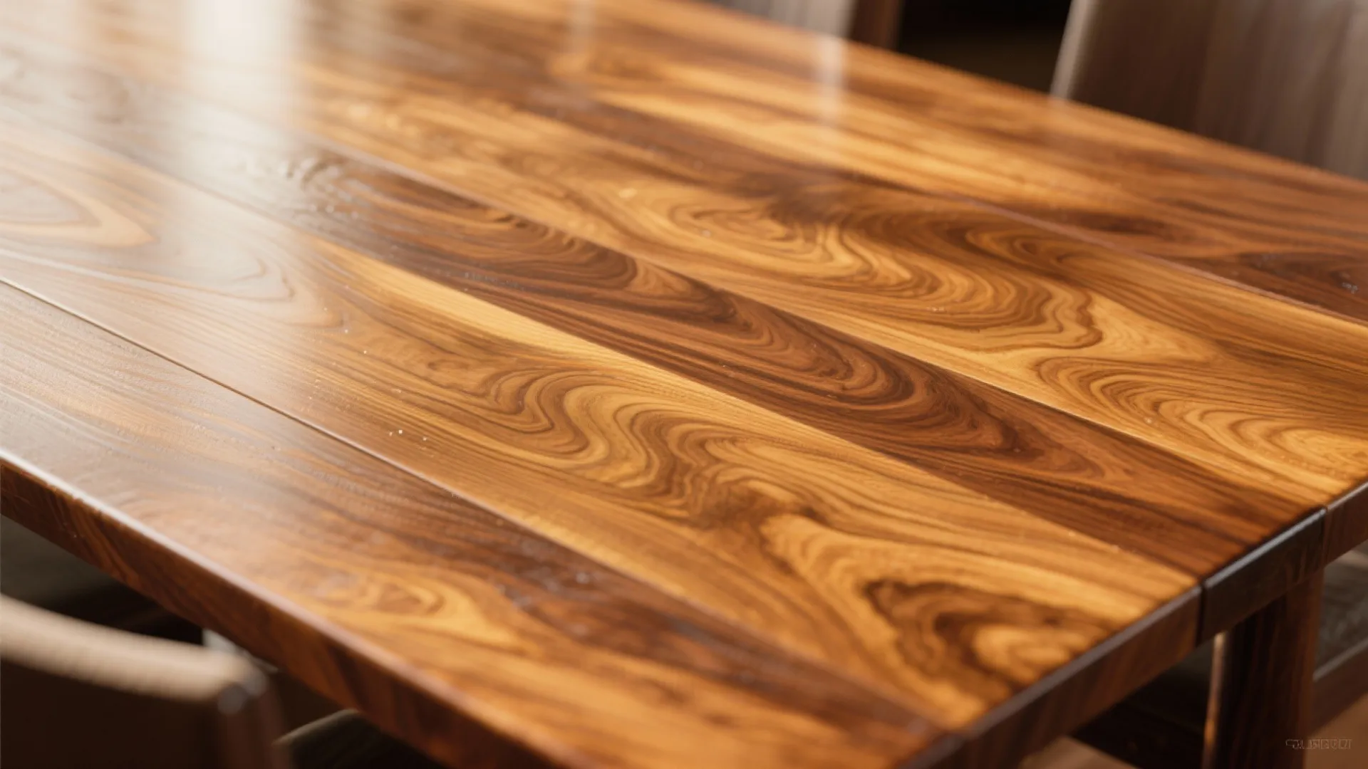 Close-up of hardwood grain enriched with natural oil finish