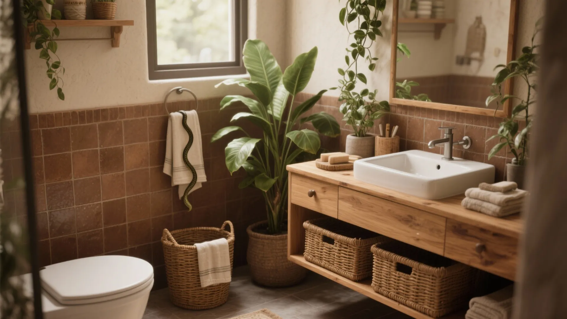 4. Natural Materials and Greenery for Contrast