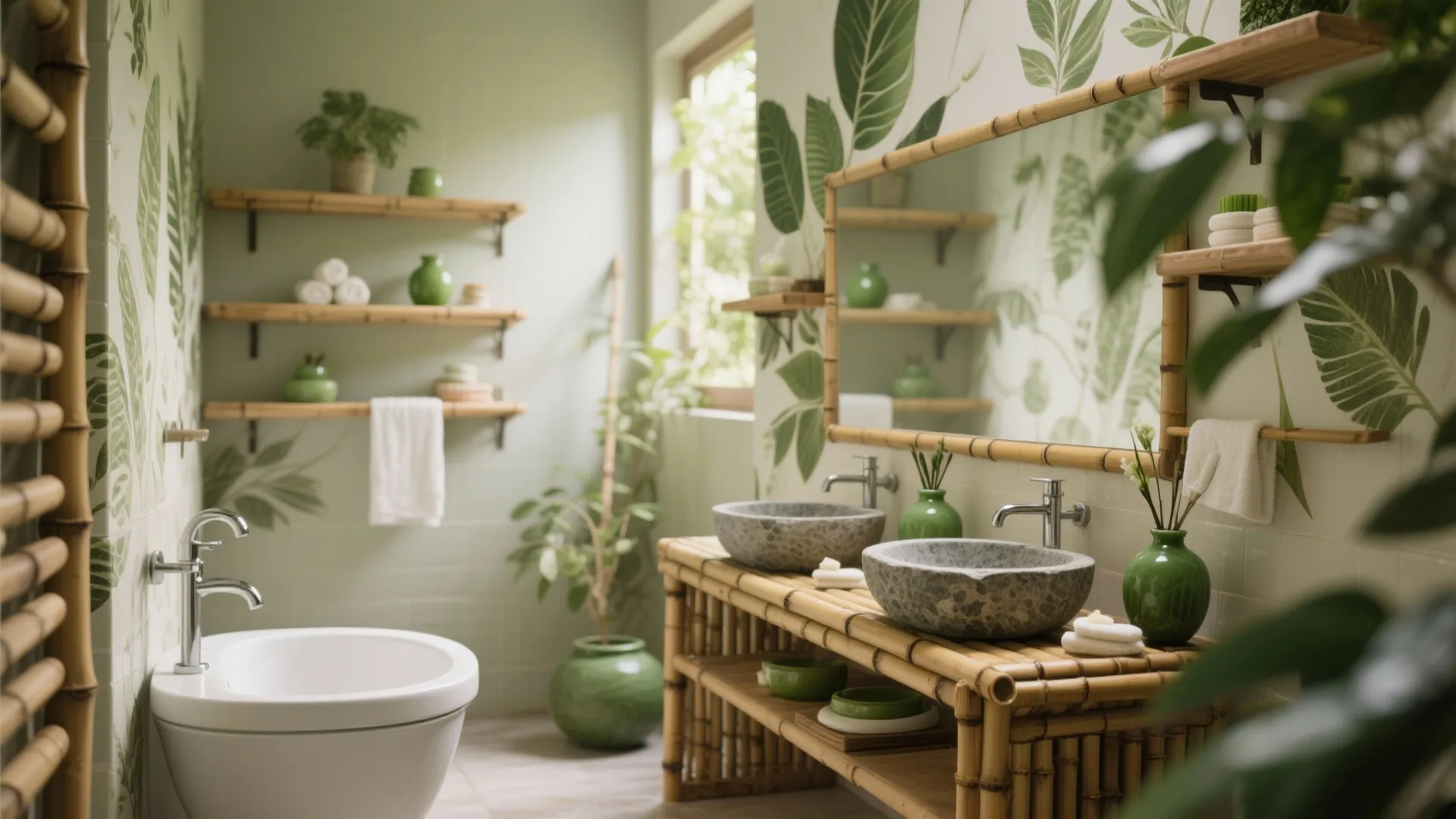 10. Natural Materials with Green Accents