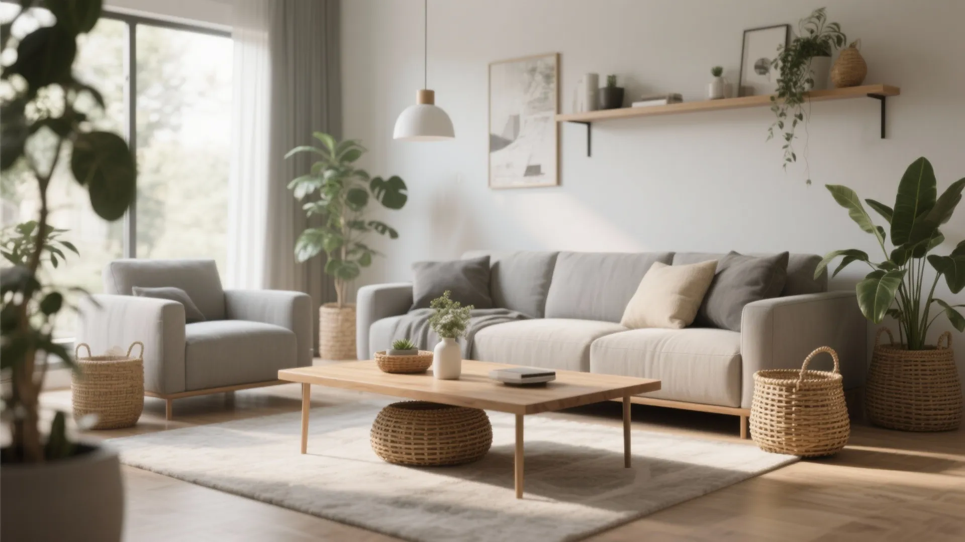 Natural Materials with Grey-Cream Palette