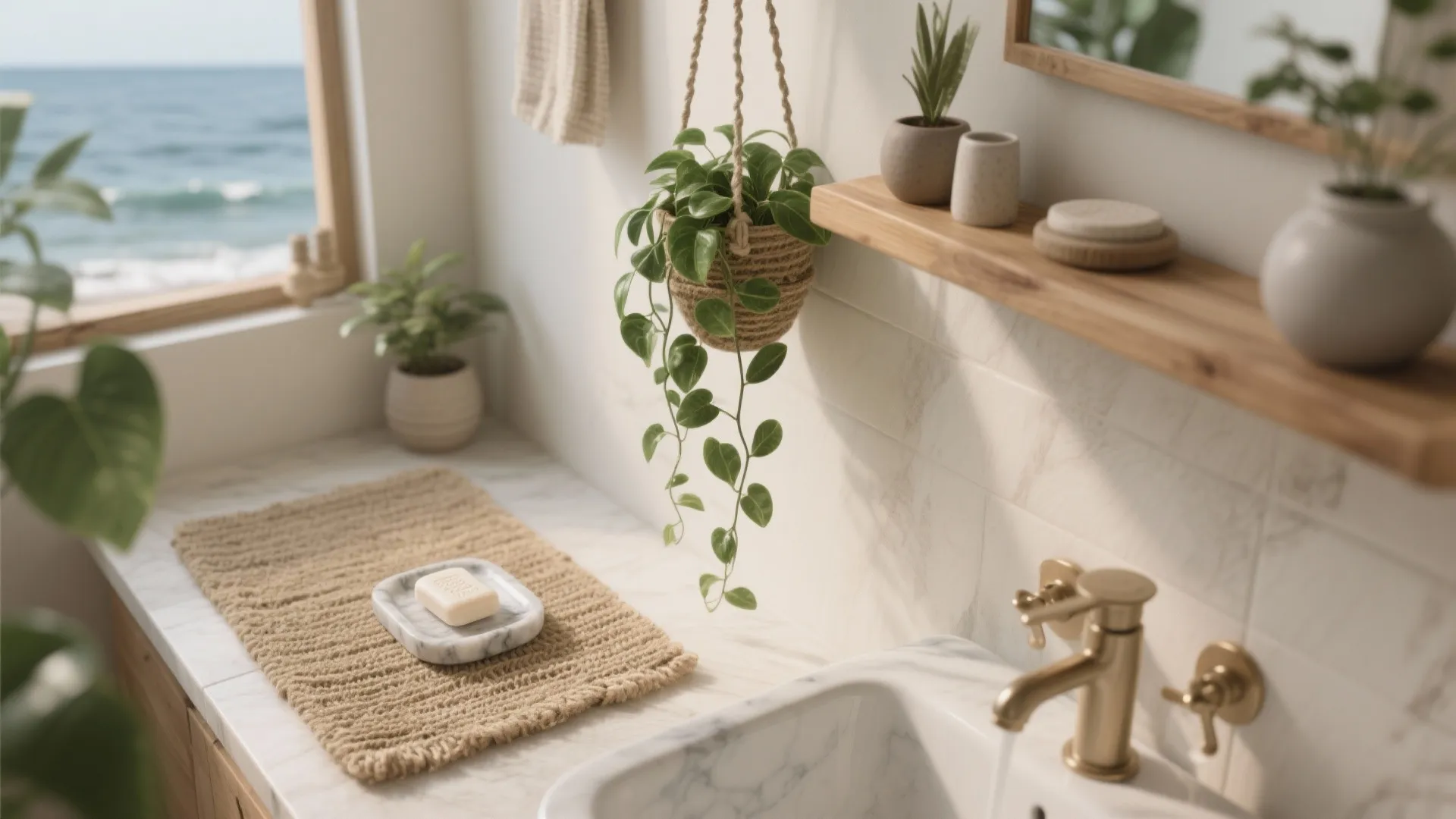 4. Curated natural materials and greenery