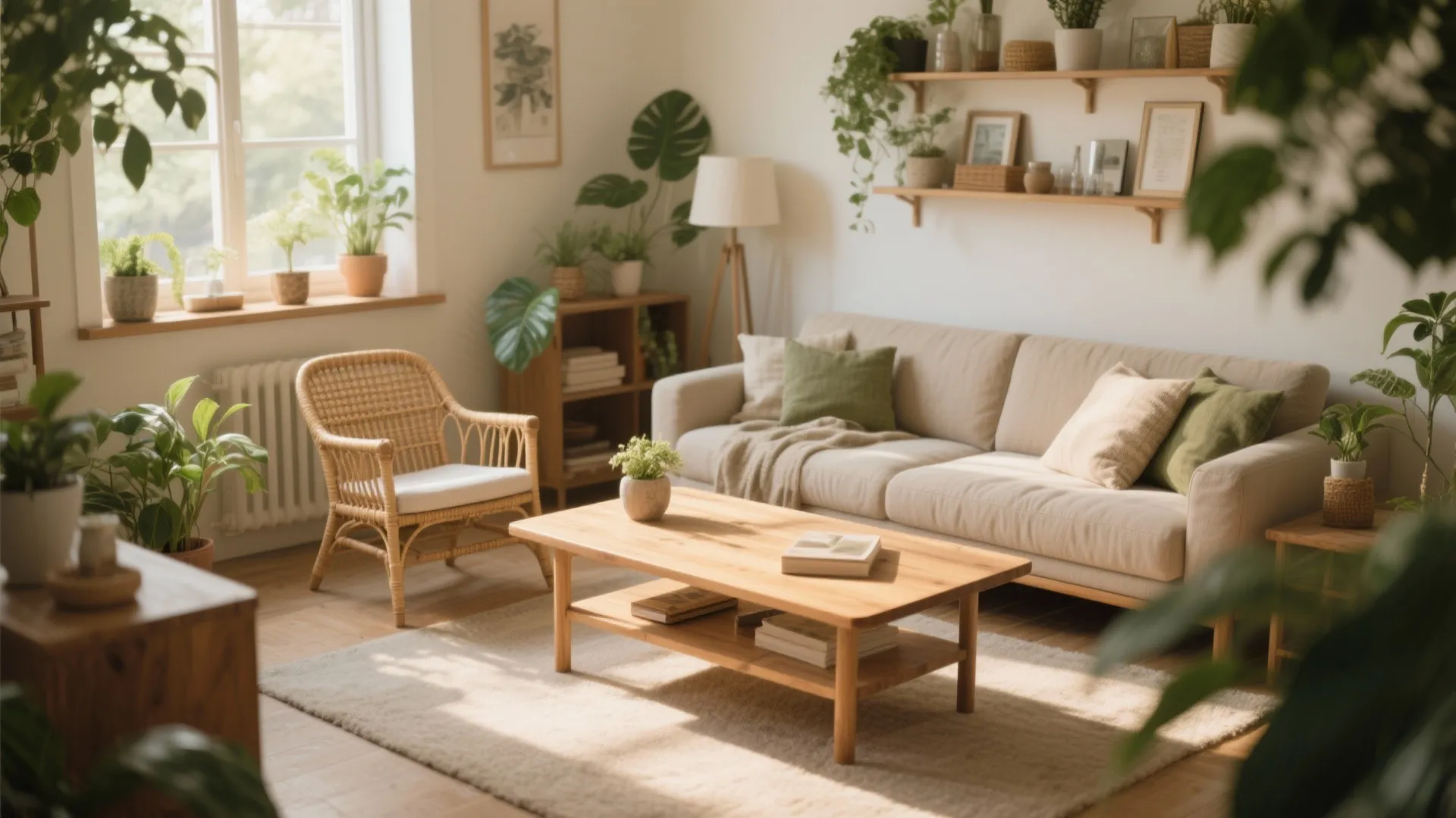 Natural materials to warm the space