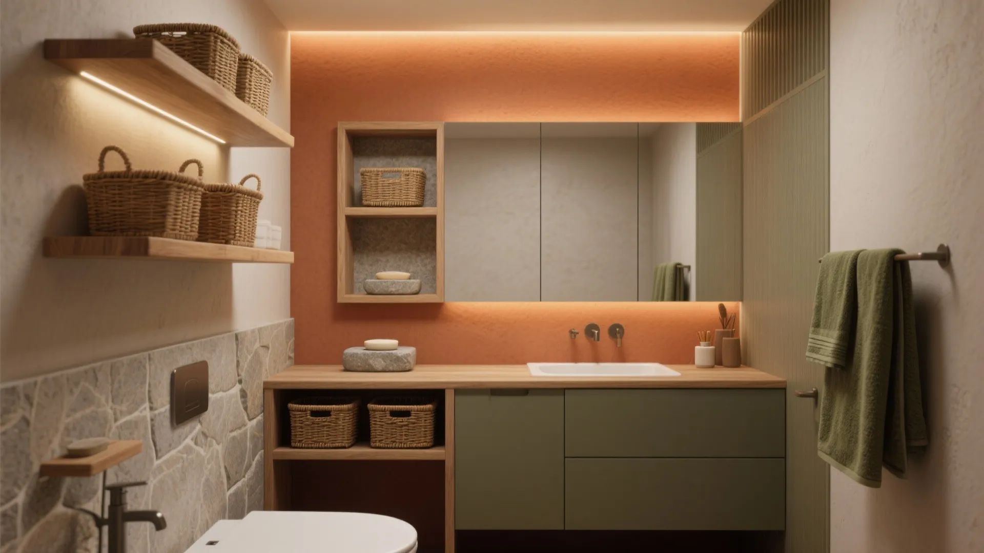 5. Natural Textures and Smart Storage